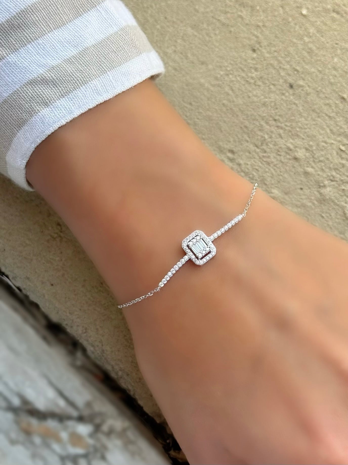 Square Stone Baguette Design Bracelet