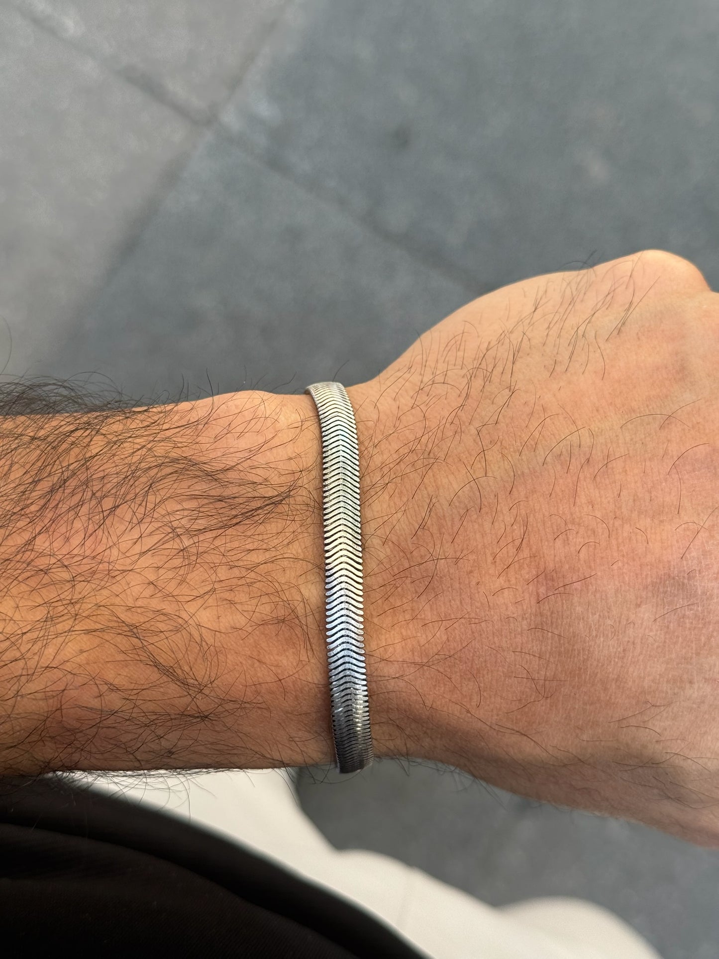 Thick Silver Snake Design Men Bracelet