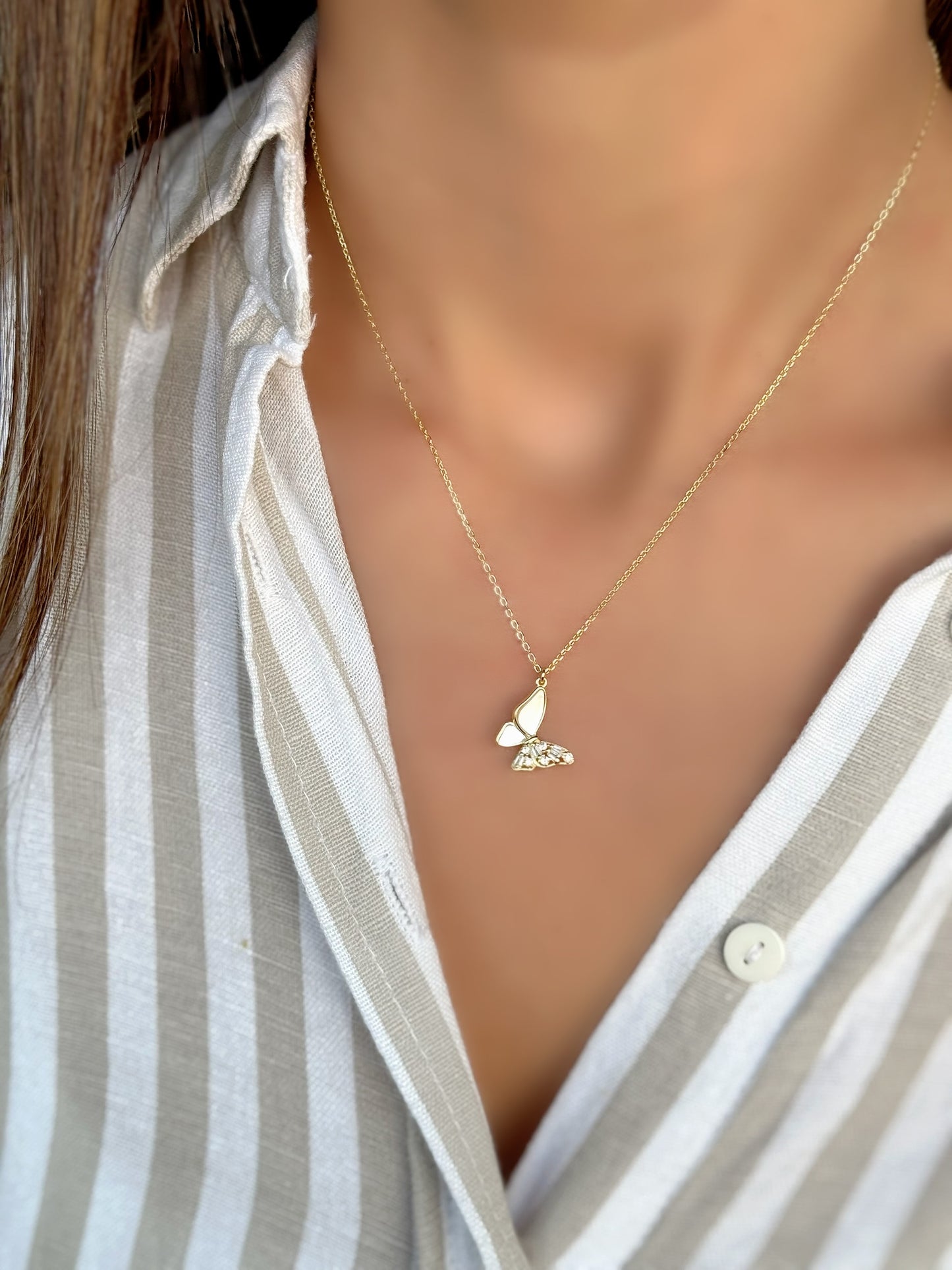 Silver 925 Gold Plated Classy Butterfly Design Necklace