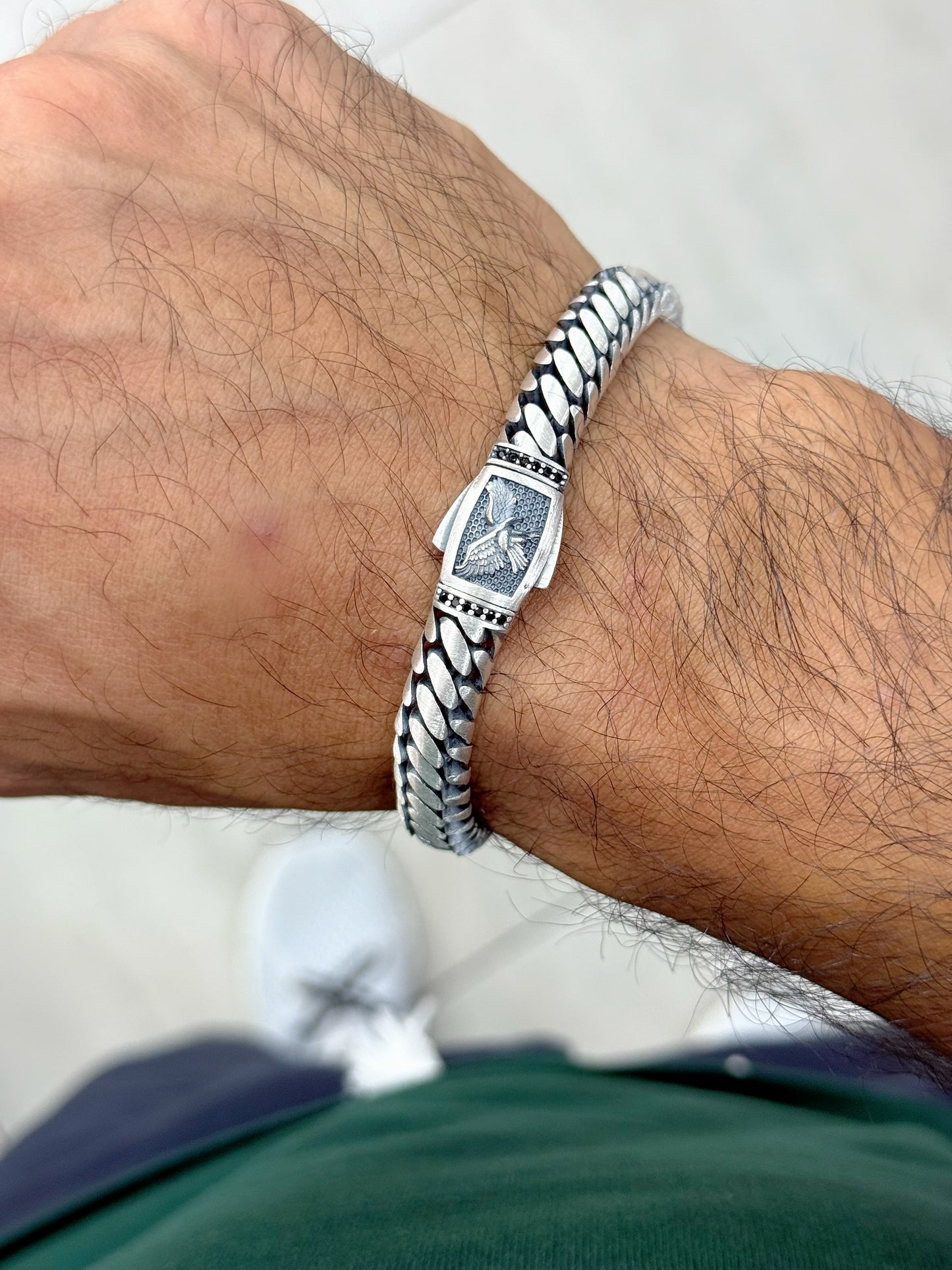 Oxidised Eagle Design Bracelet For Men