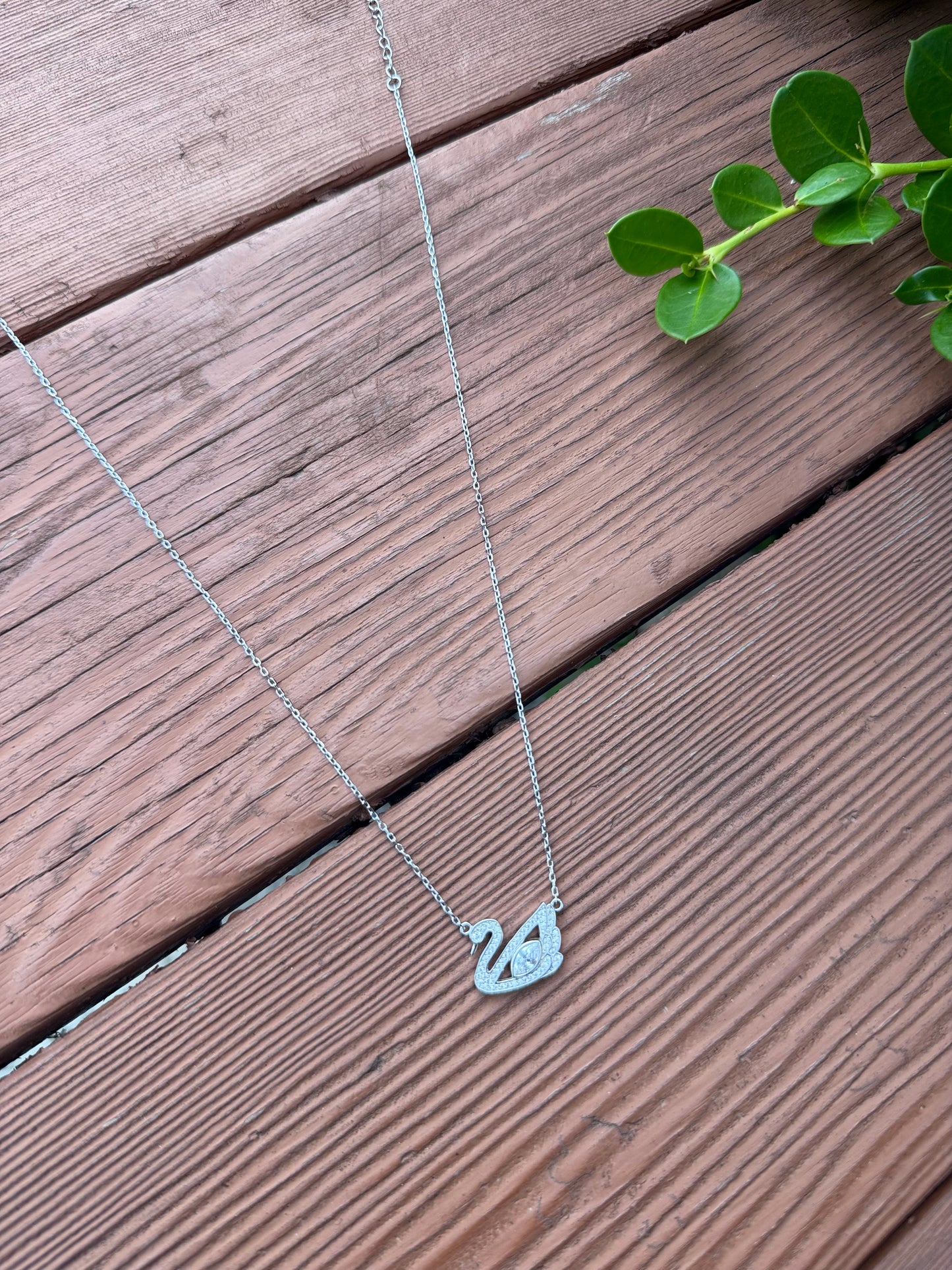 Swan Grace Necklace White Stone Color