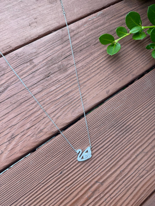 Swan Grace Necklace White Stone Color