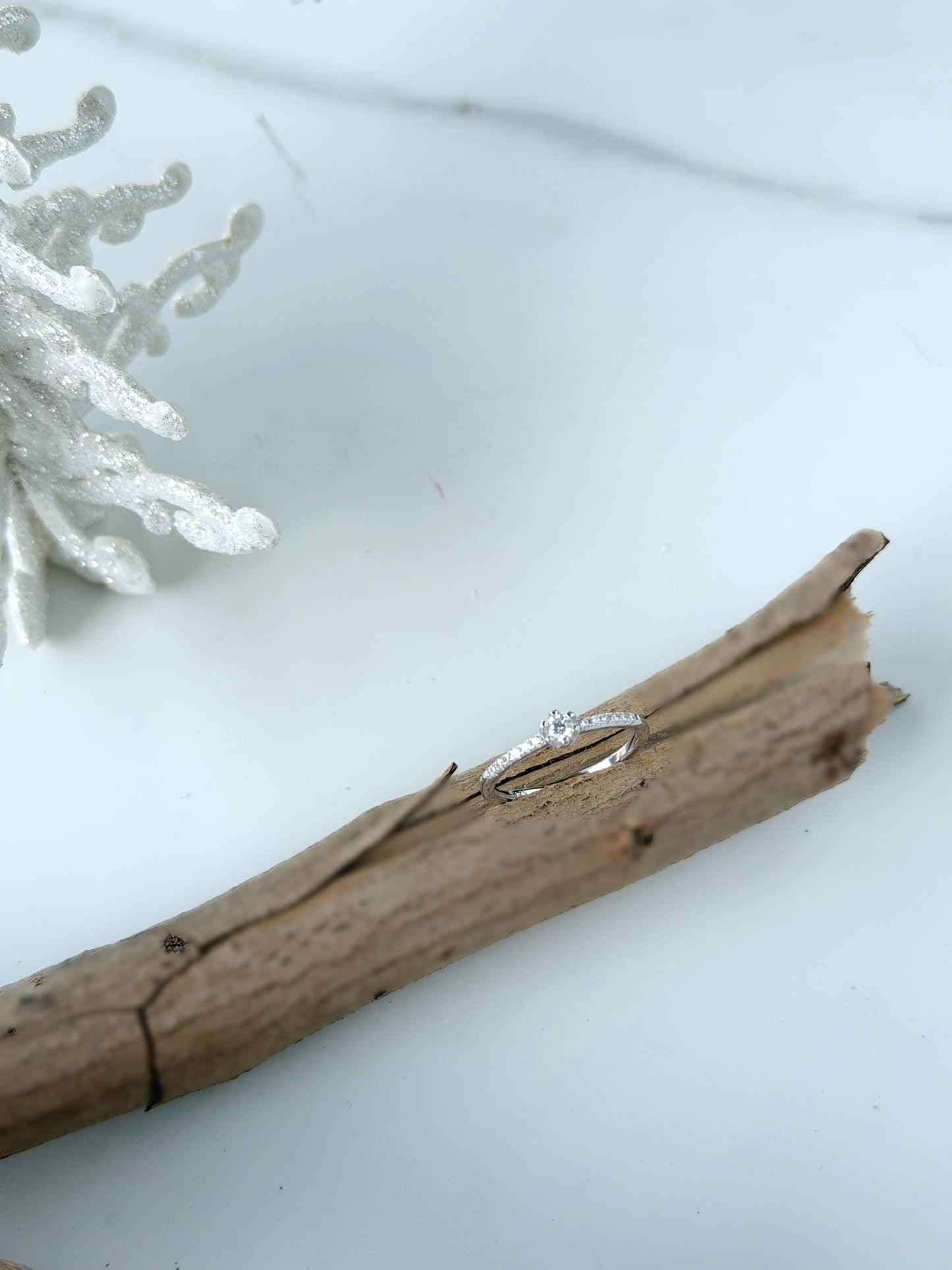 Elegant Thin Promise Ring White Stone