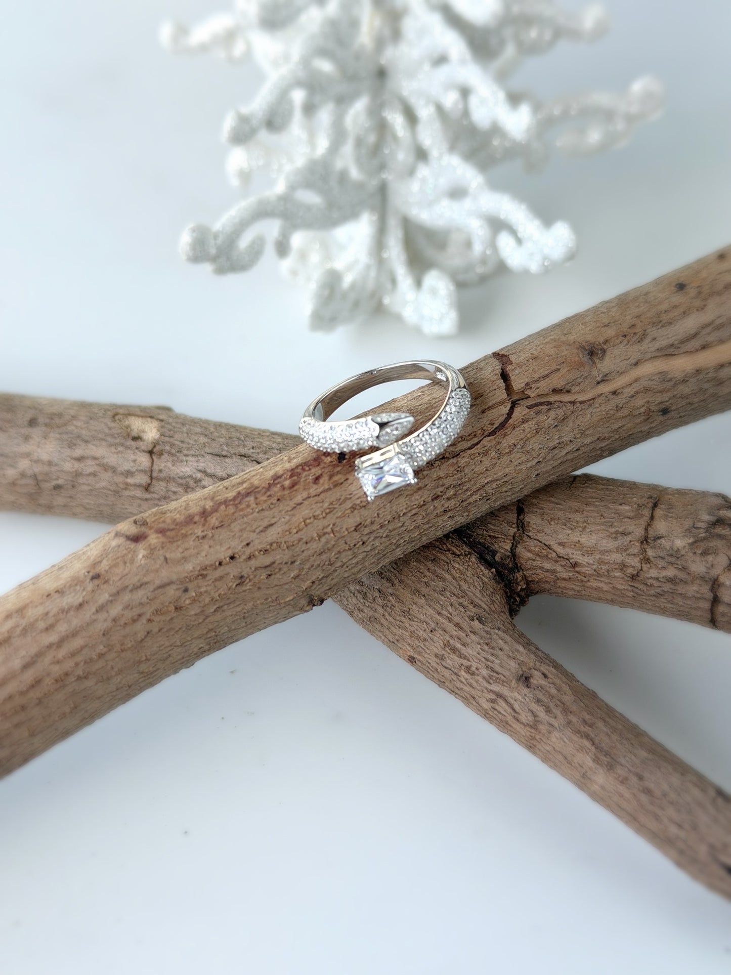 Adjustable Rectangle & Small Round Stones Design Ring