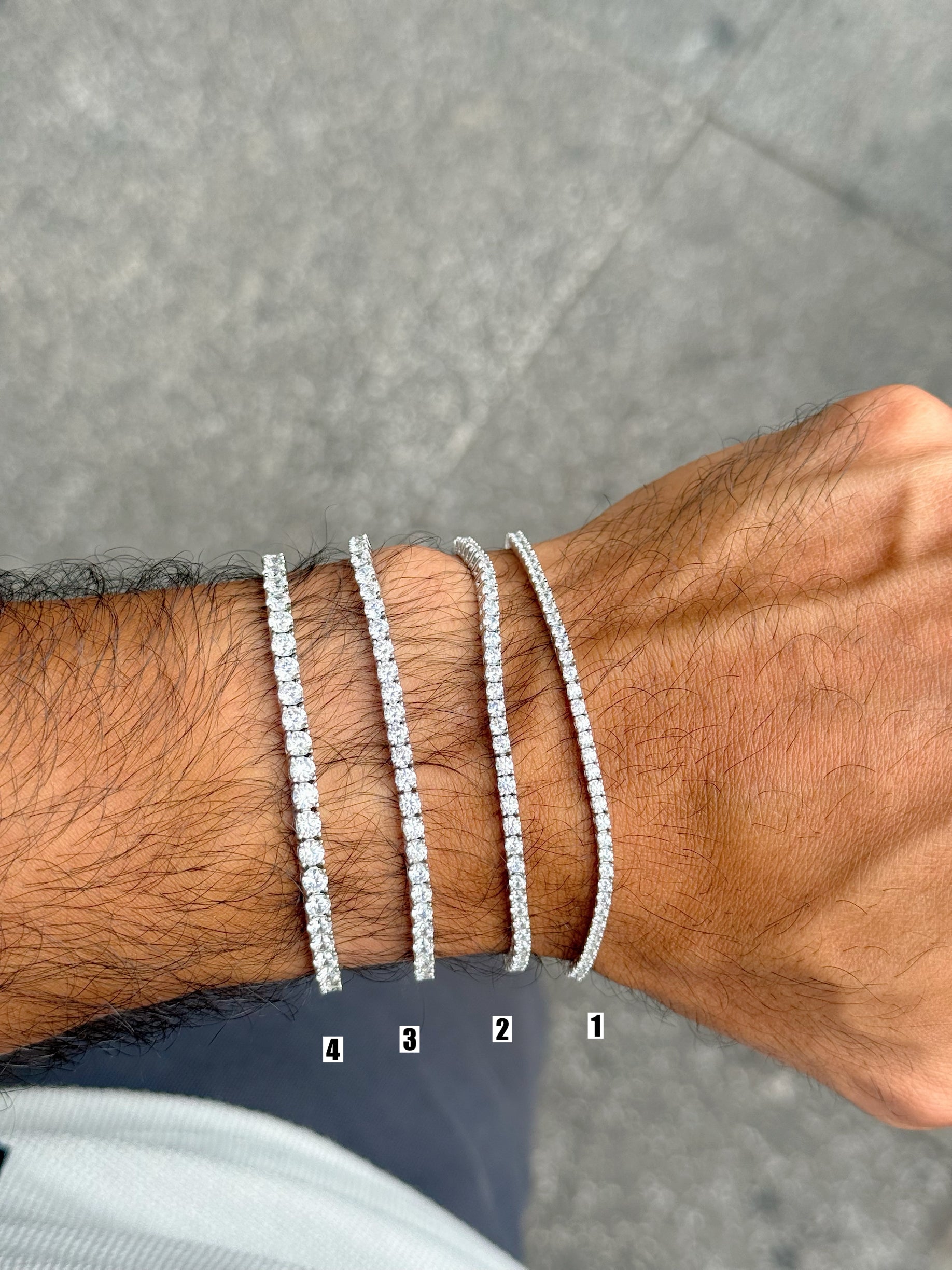 Men Tennis Bracelet White Stones - Main Image