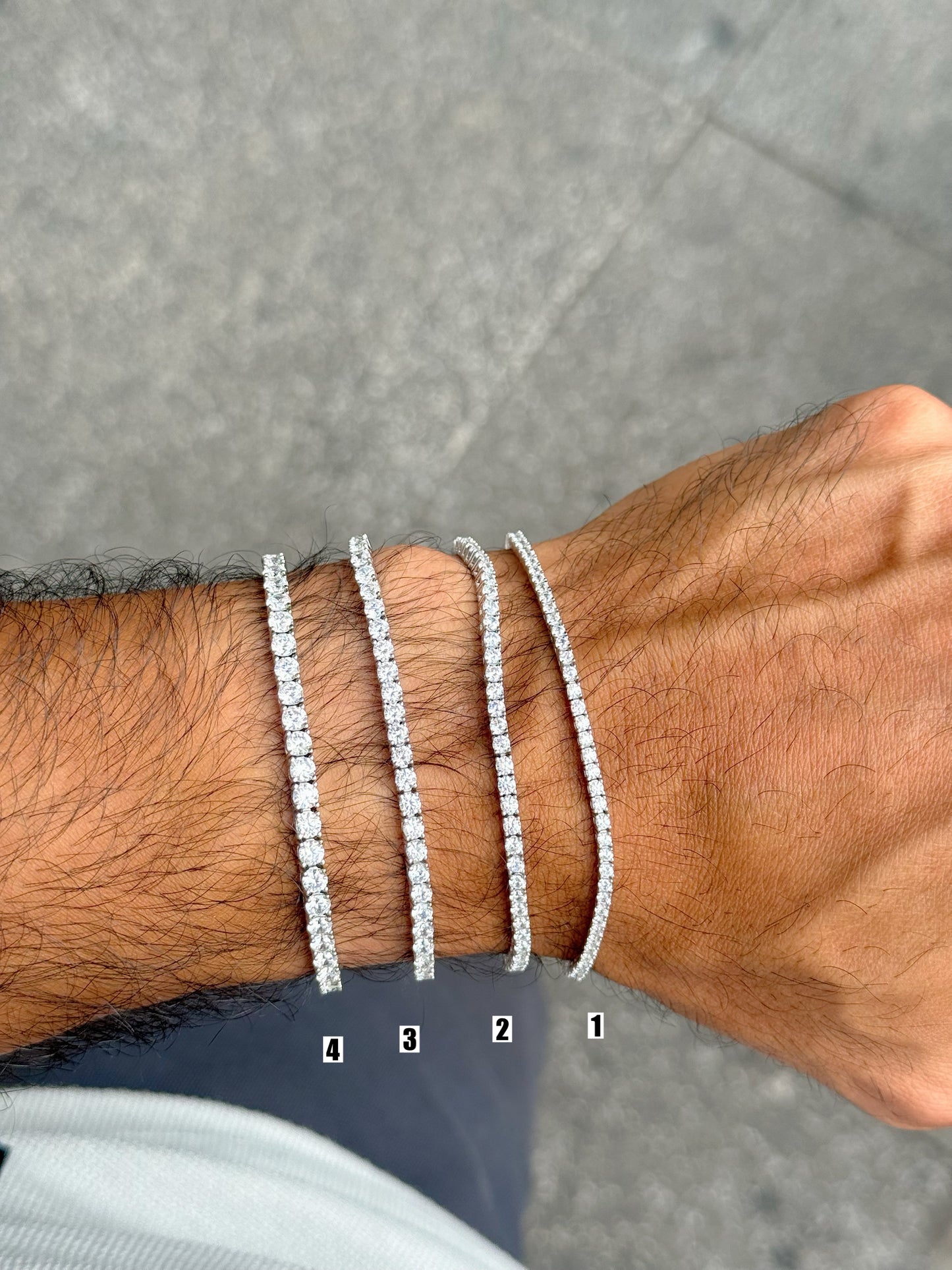 Men Tennis Bracelet White Stones