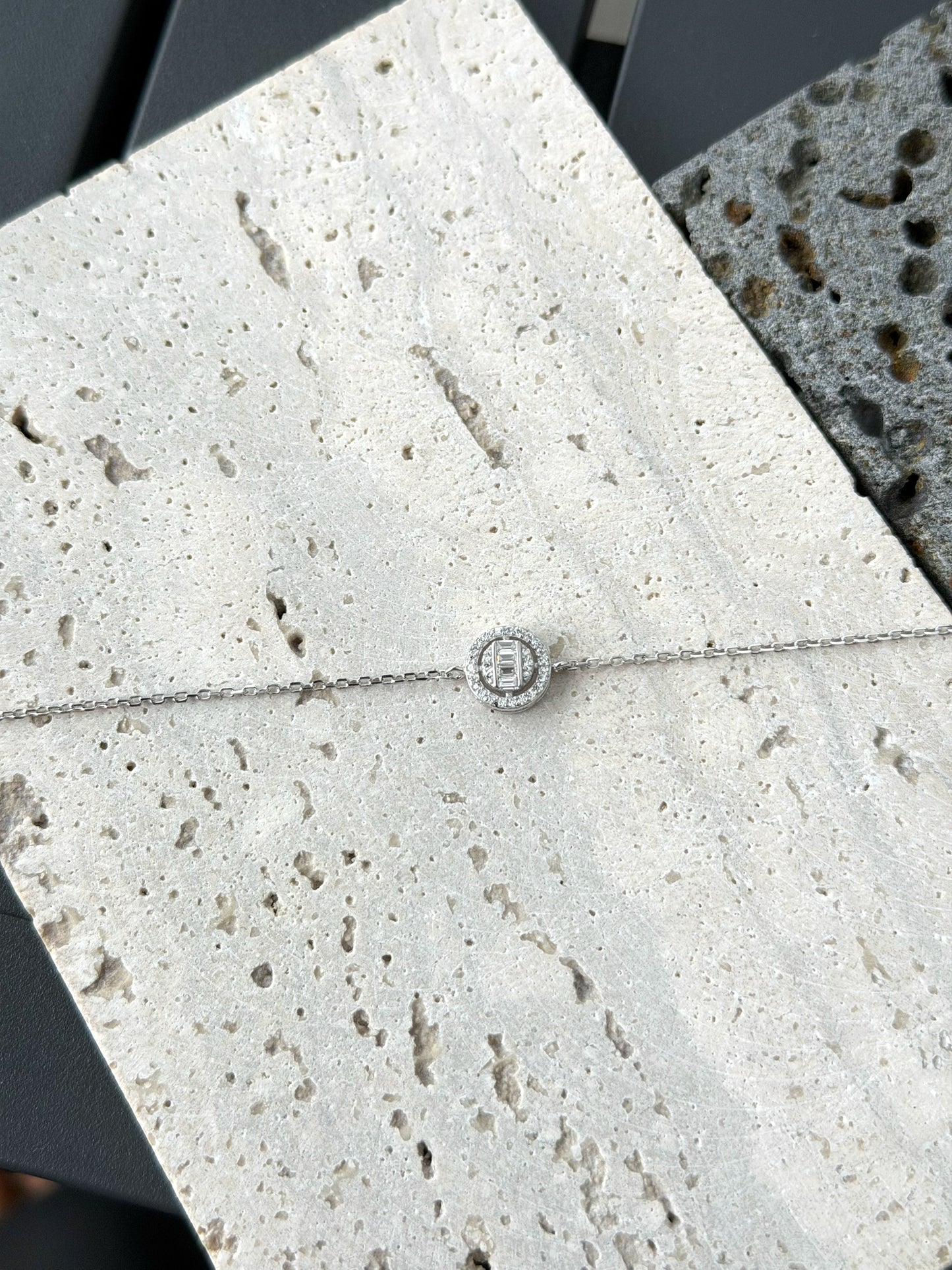 Round Design Baguette Design Stone Bracelet