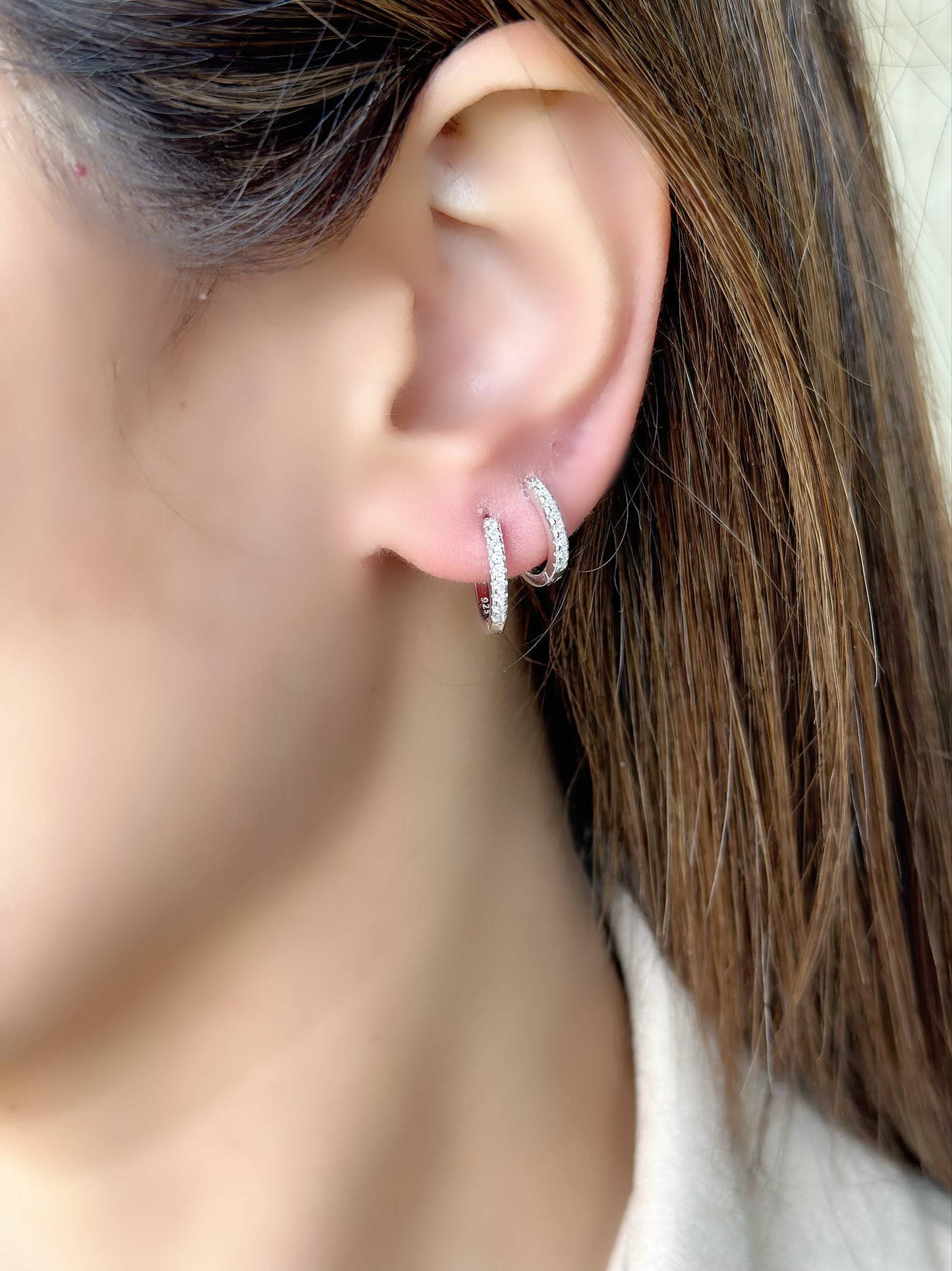 Hoop Design Earrings With small White Stones