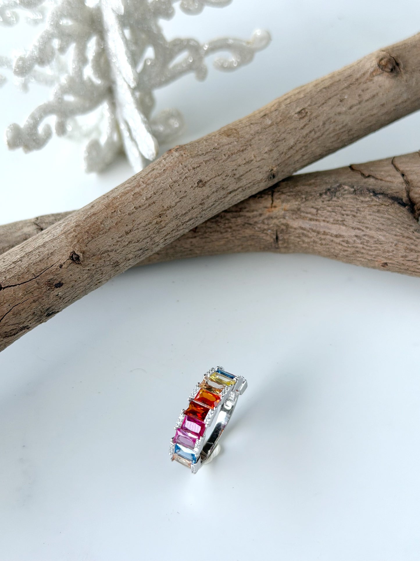 Coloured Square Stone Ring