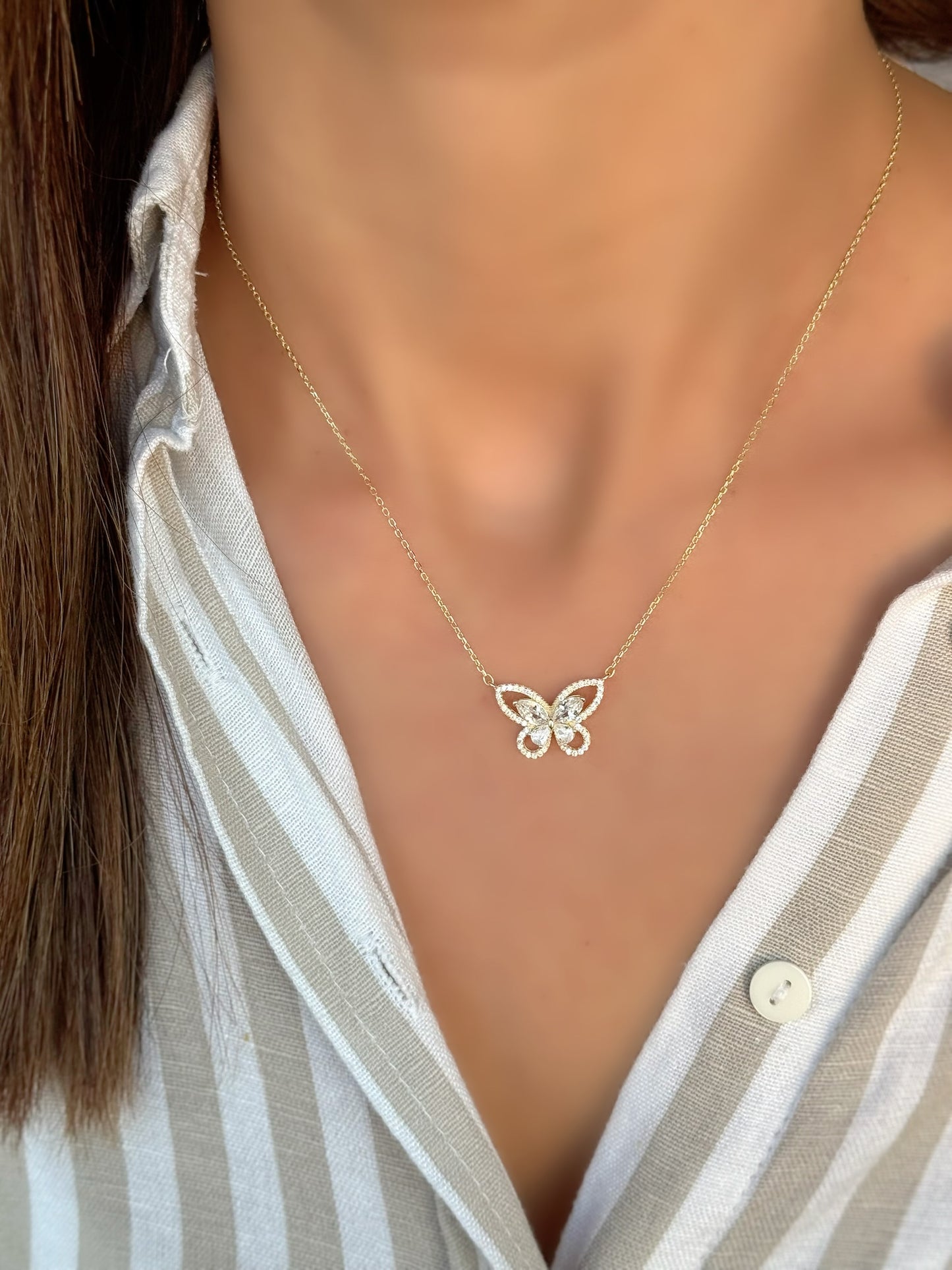 Silver 925 Gold Plated Butterfly Design Necklace