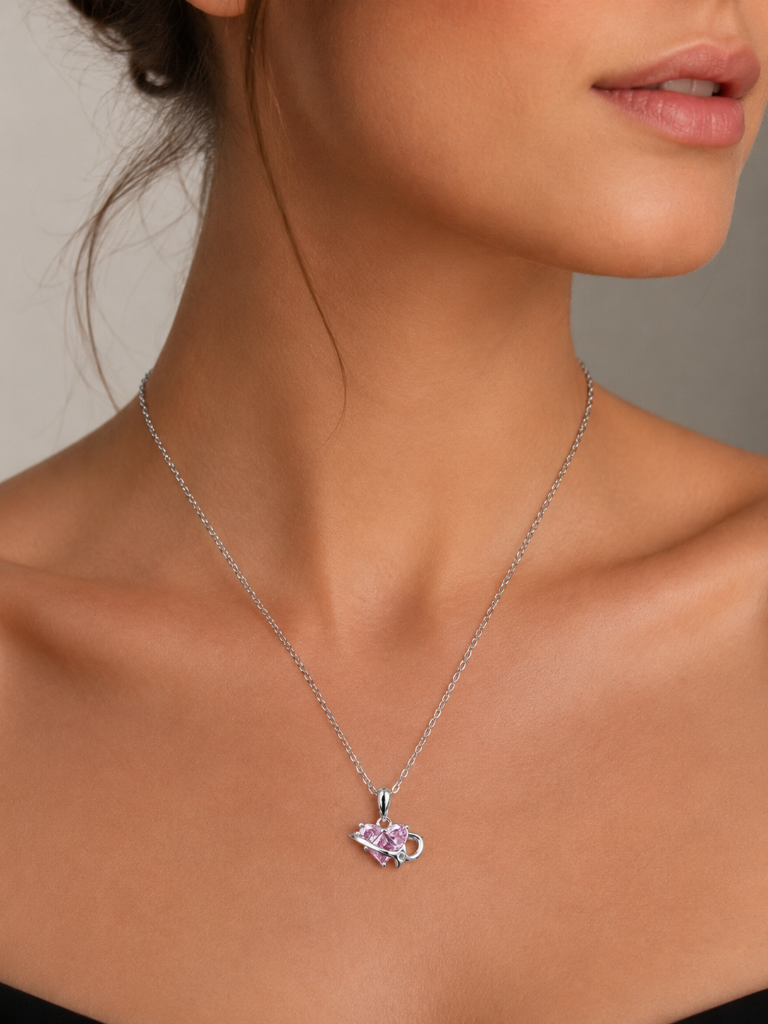 Pink Heart Design Necklace