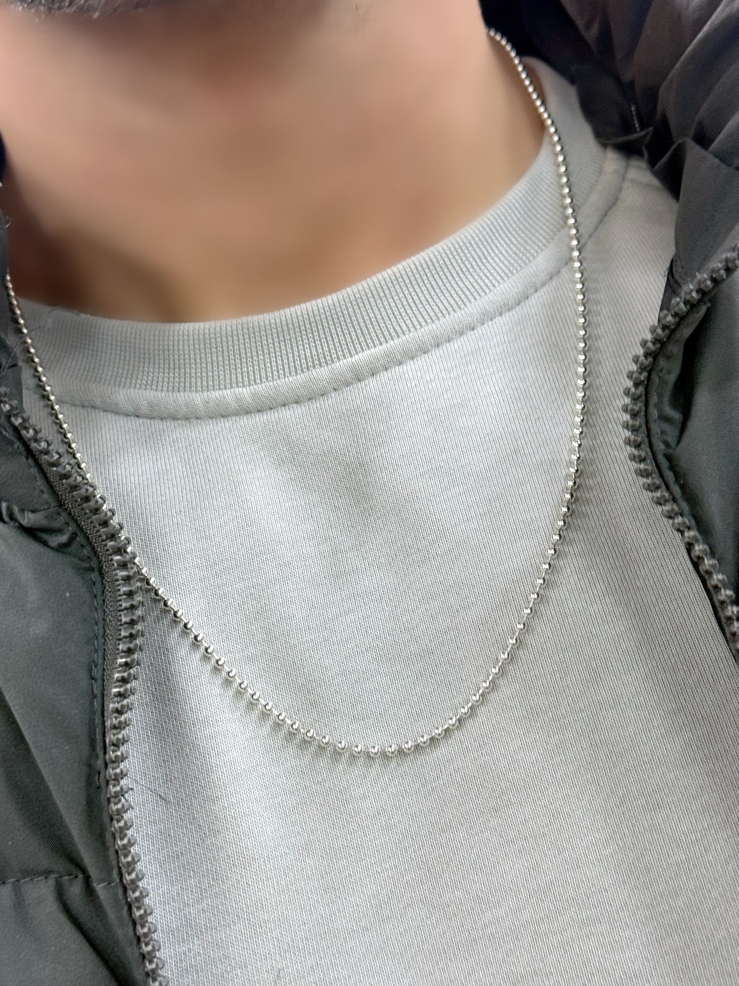 Silver Beads Design Men Chain