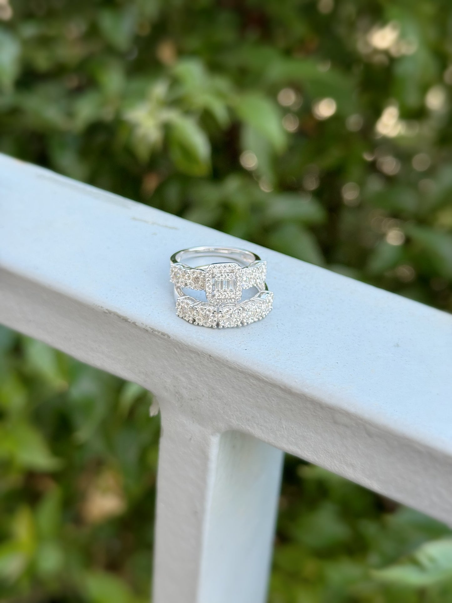 Square Stone Twins Rings