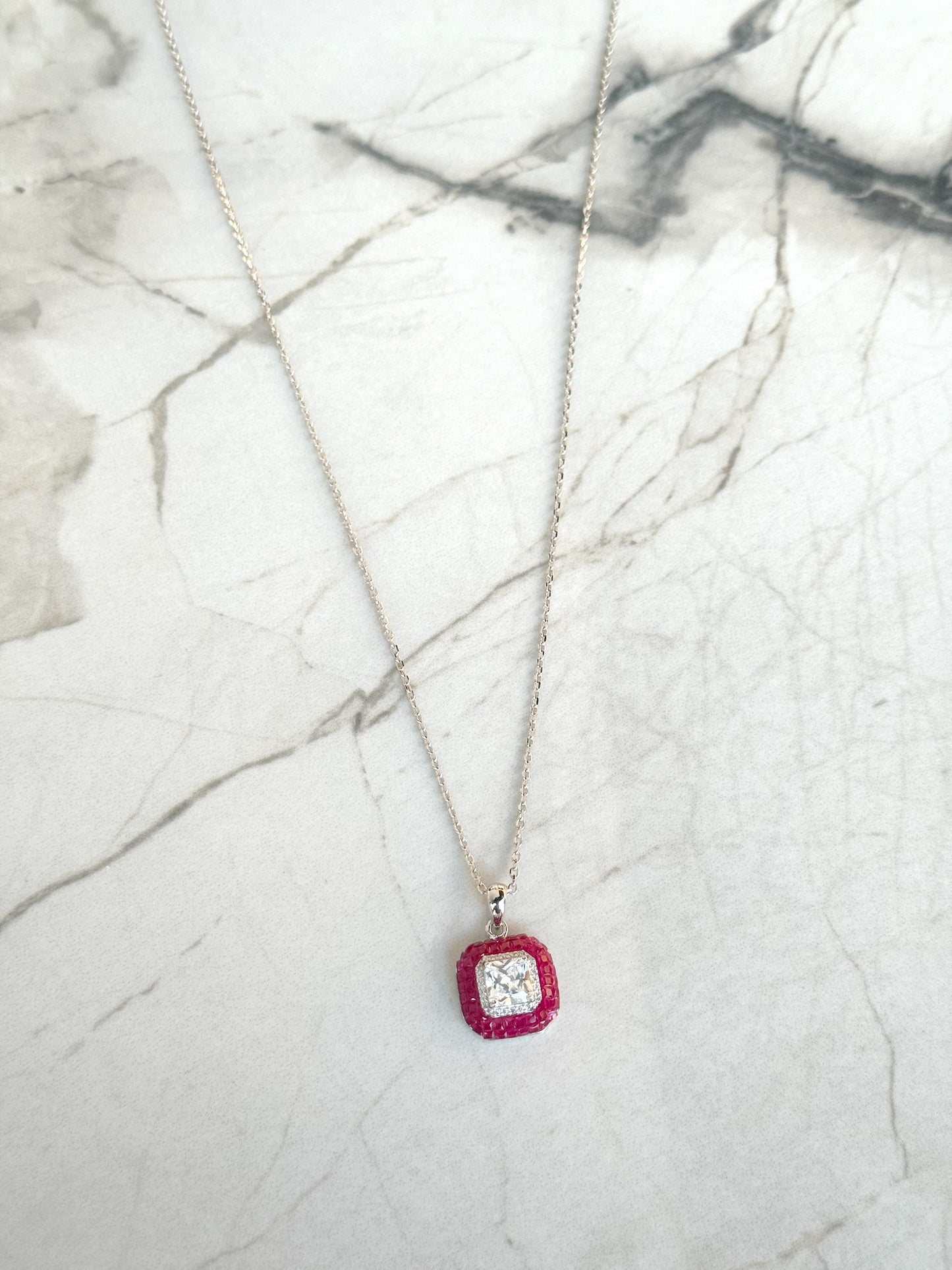 Big Square Design Stone Necklace