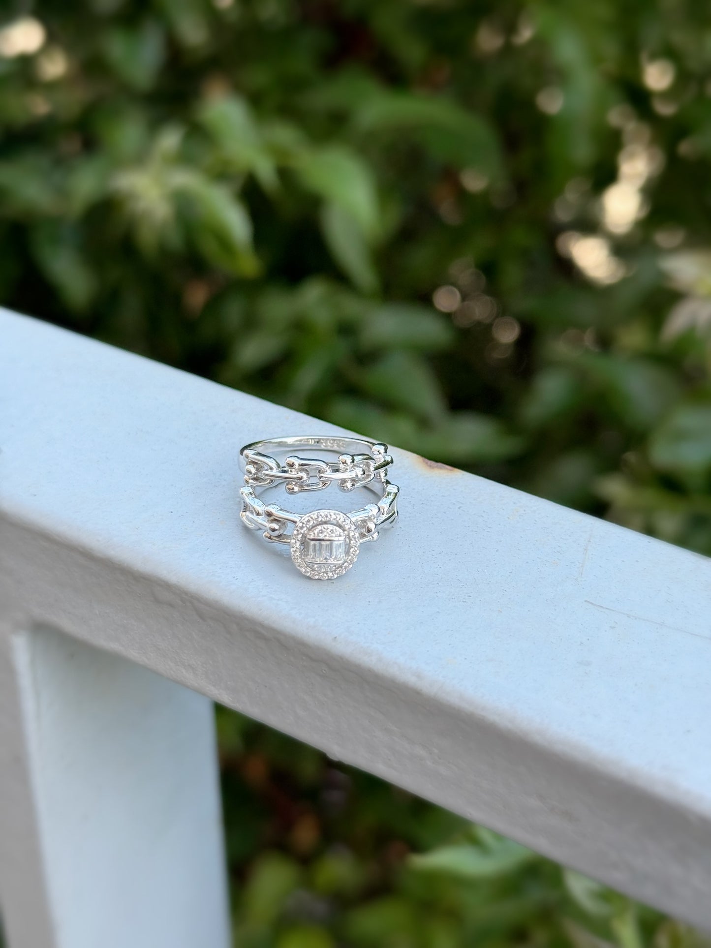 Twins Ring With Oval Baguette Design Stone