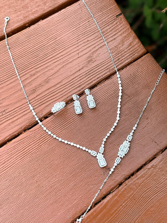 Square Baguette Stones Design Wedding Set