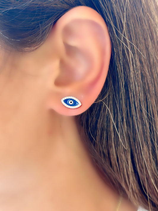 Evil Eye Earrings Navy Color