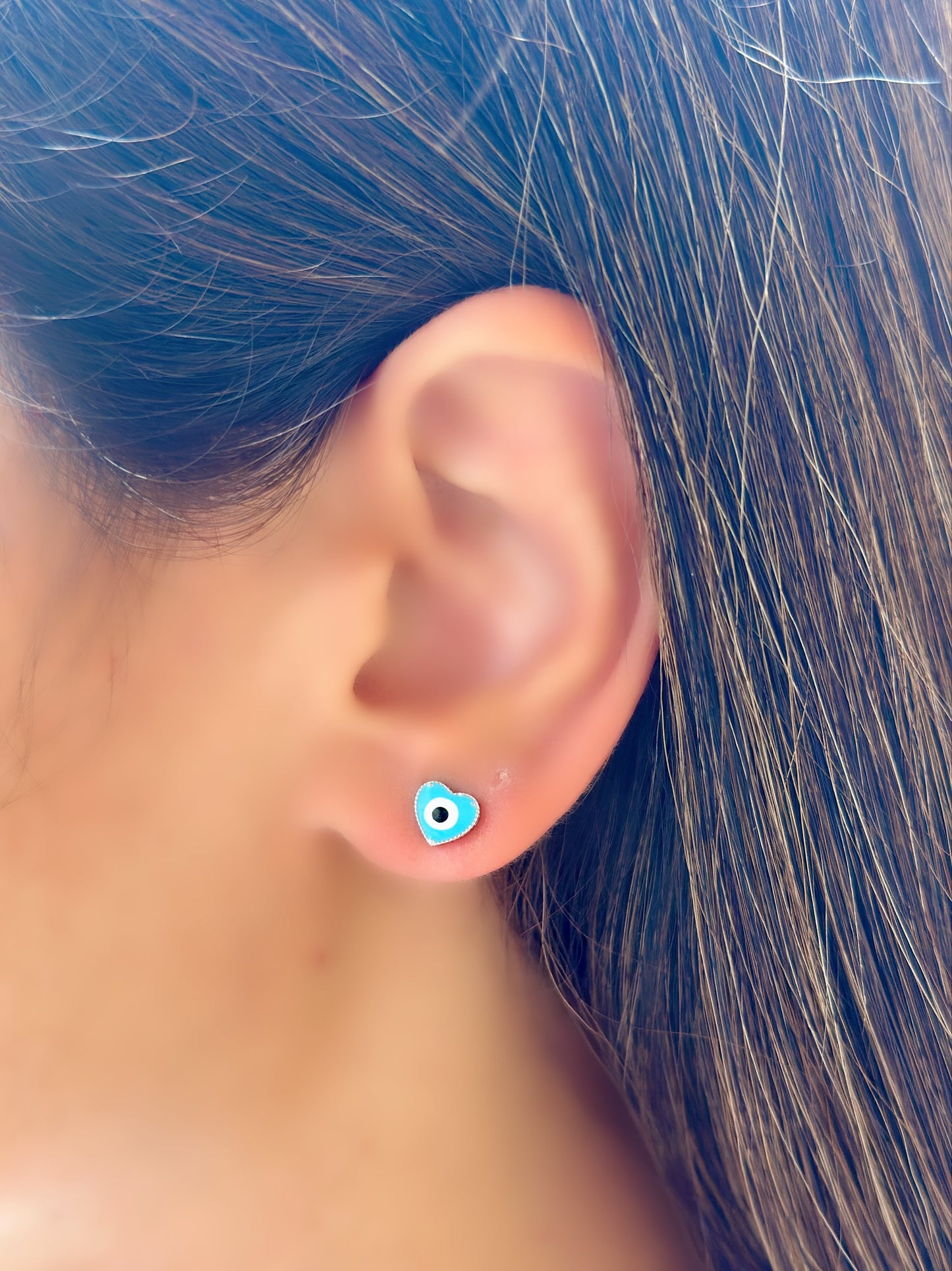 Heart Shape Evil Eye Light Blue Color