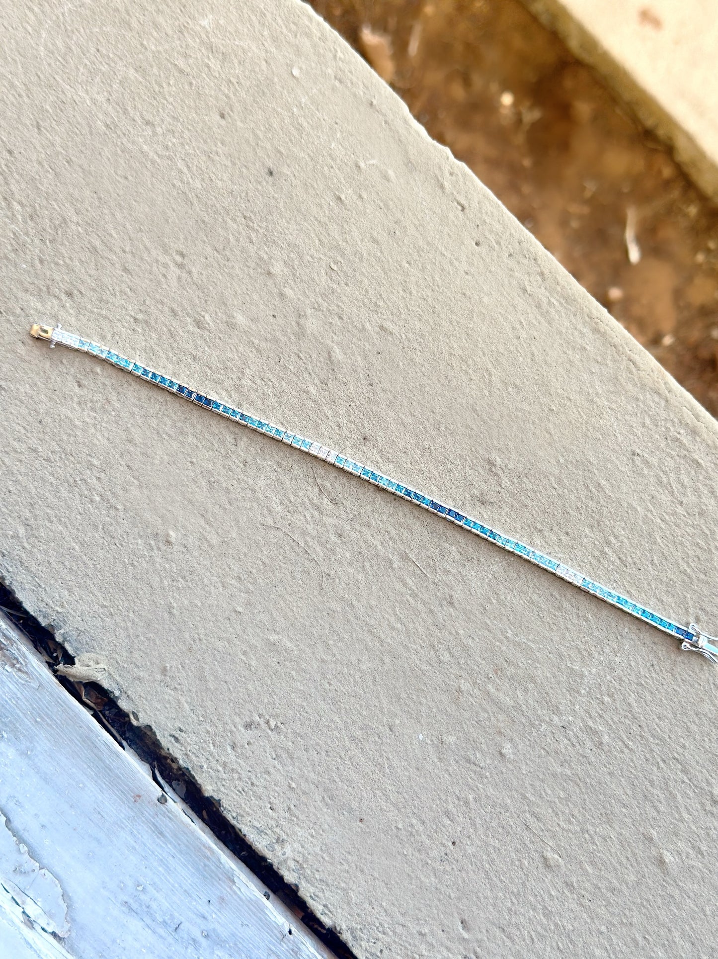 Coloured Square Stones Tennis Bracelets 17 cm Length