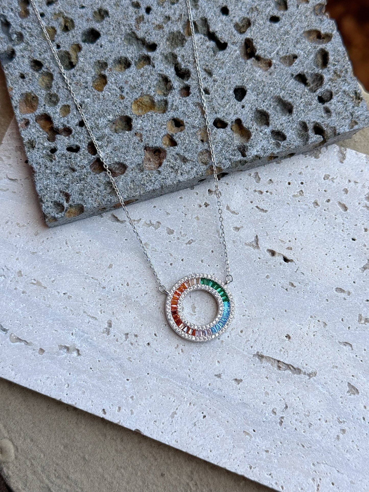 Rainbow Colours Circle Design Necklace