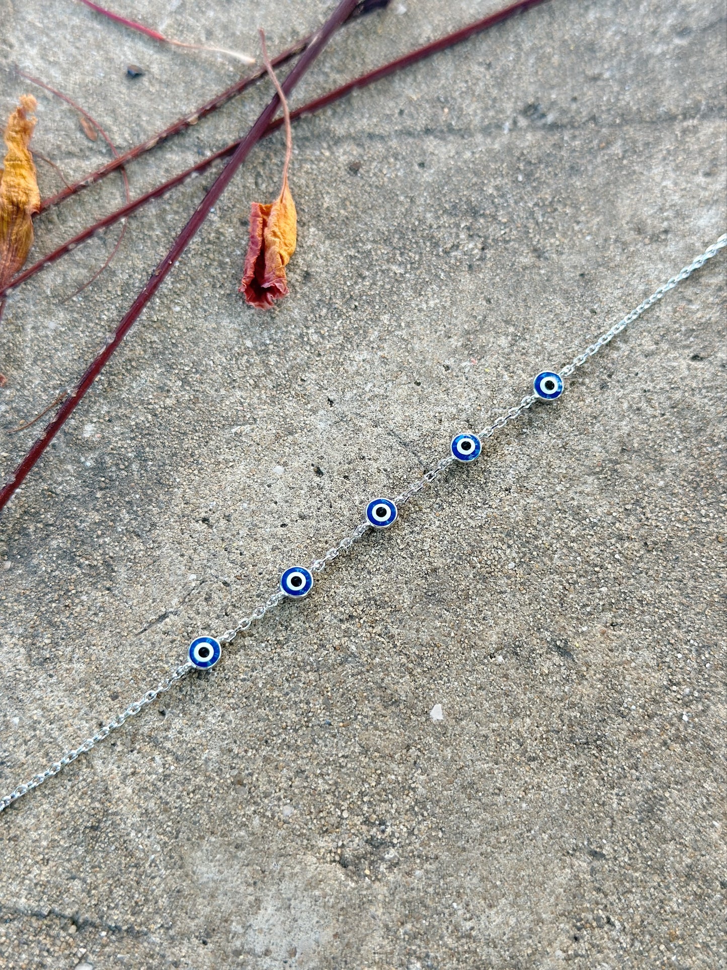 Dark Blue Multiple Round Evil Eye Design Bracelet