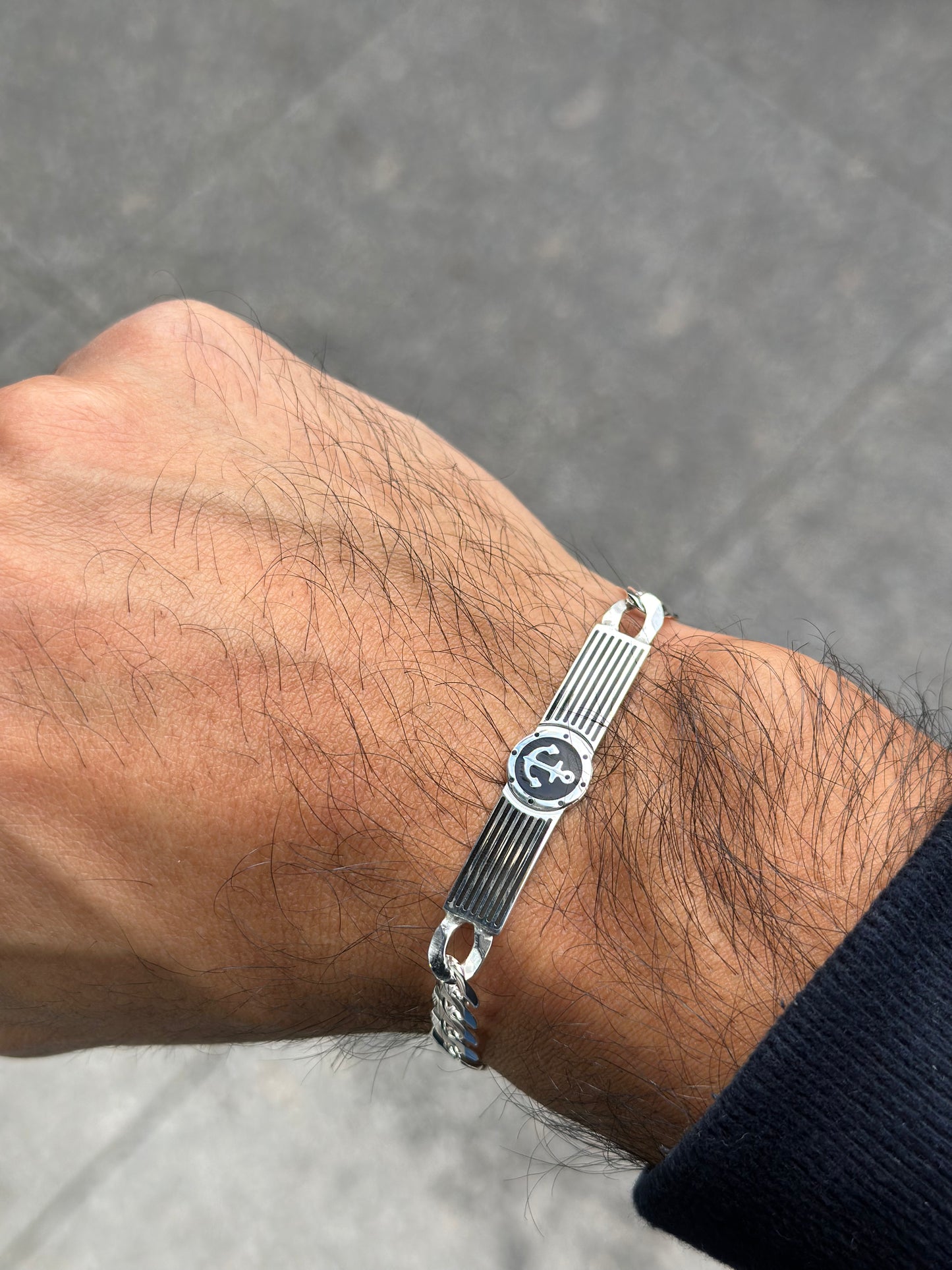 Men Bracelet With Anchor Design
