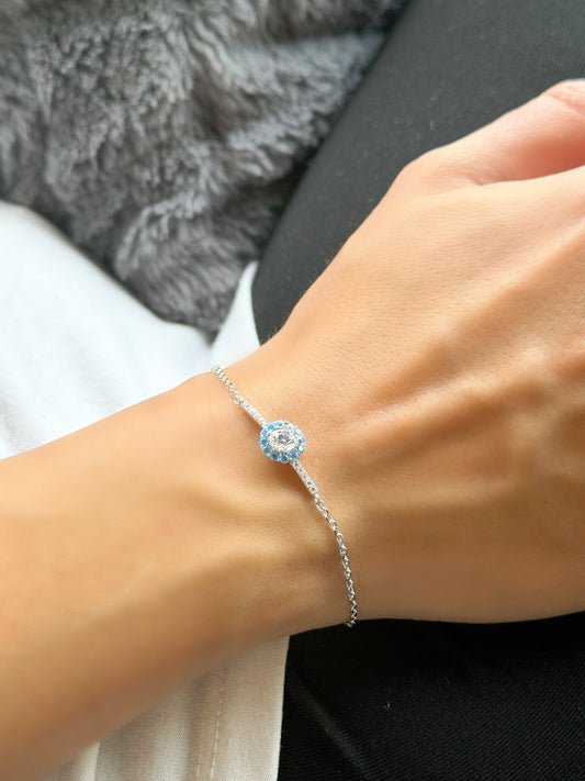 Blue & white Stones Floral Shape Bracelet