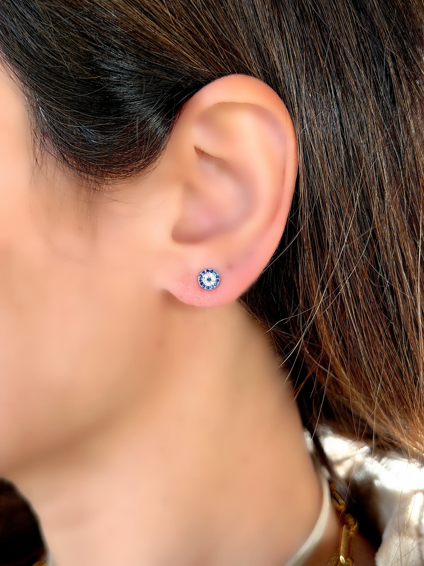 Small Round Evil Eye Earrings