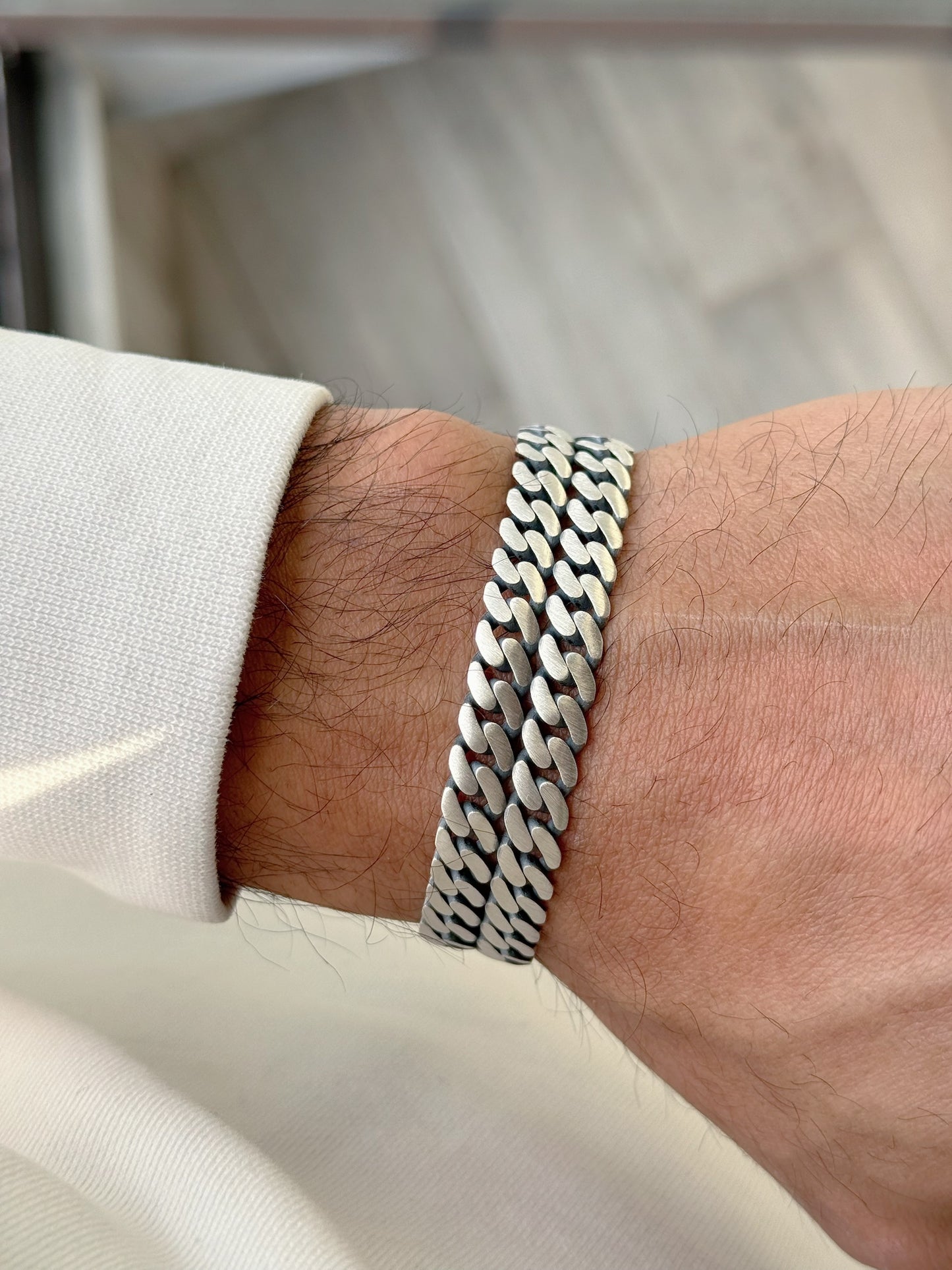 Oxidized Double Chain Men Bracelet