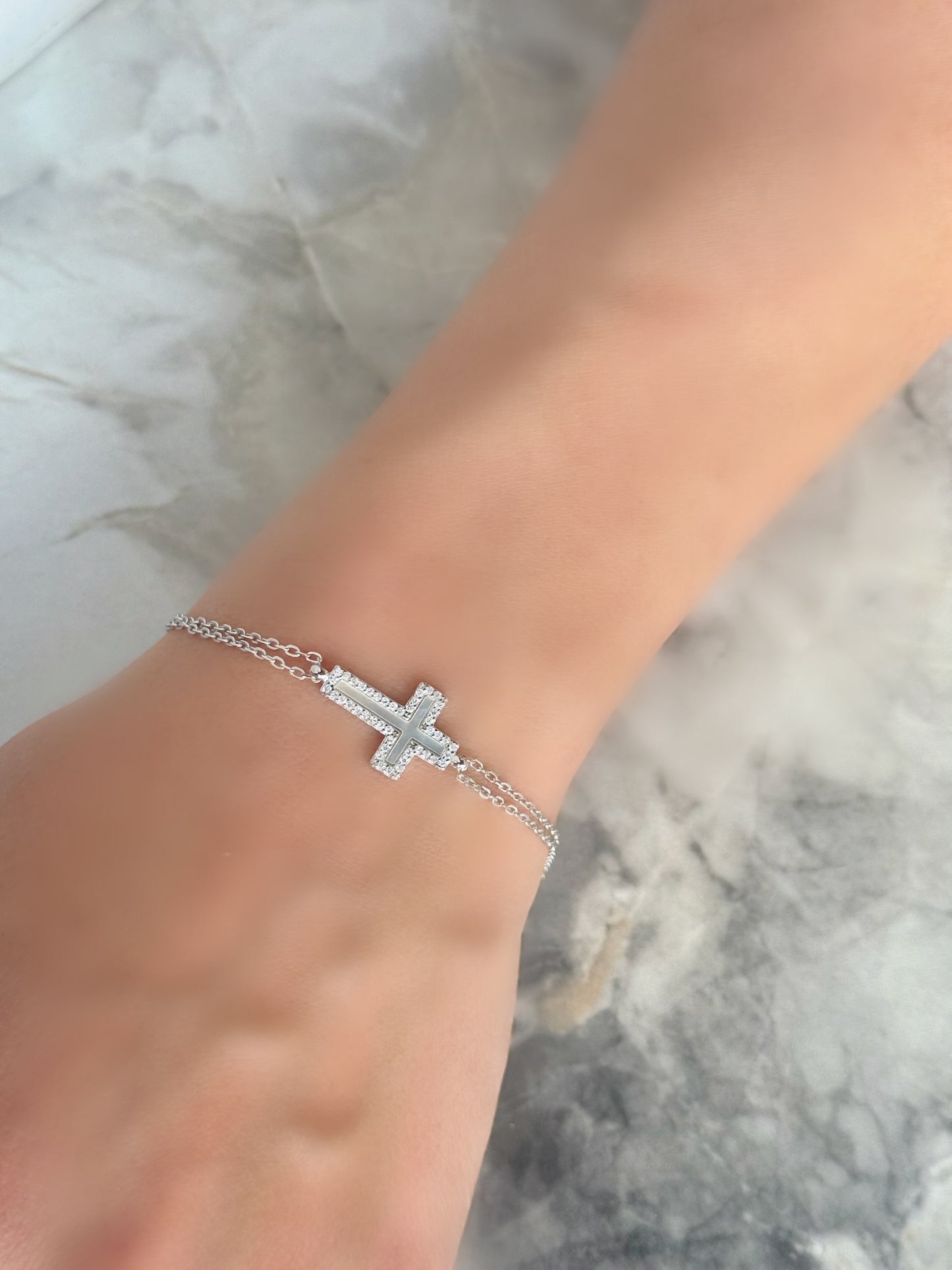 Double Chain Cross Design Bracelet
