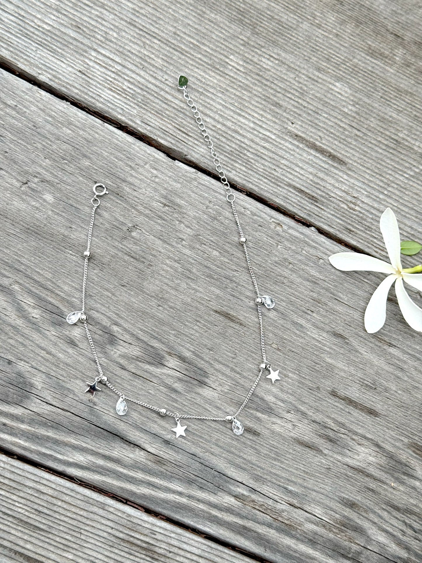 Stars & Tear Drop Stones Design Anklet