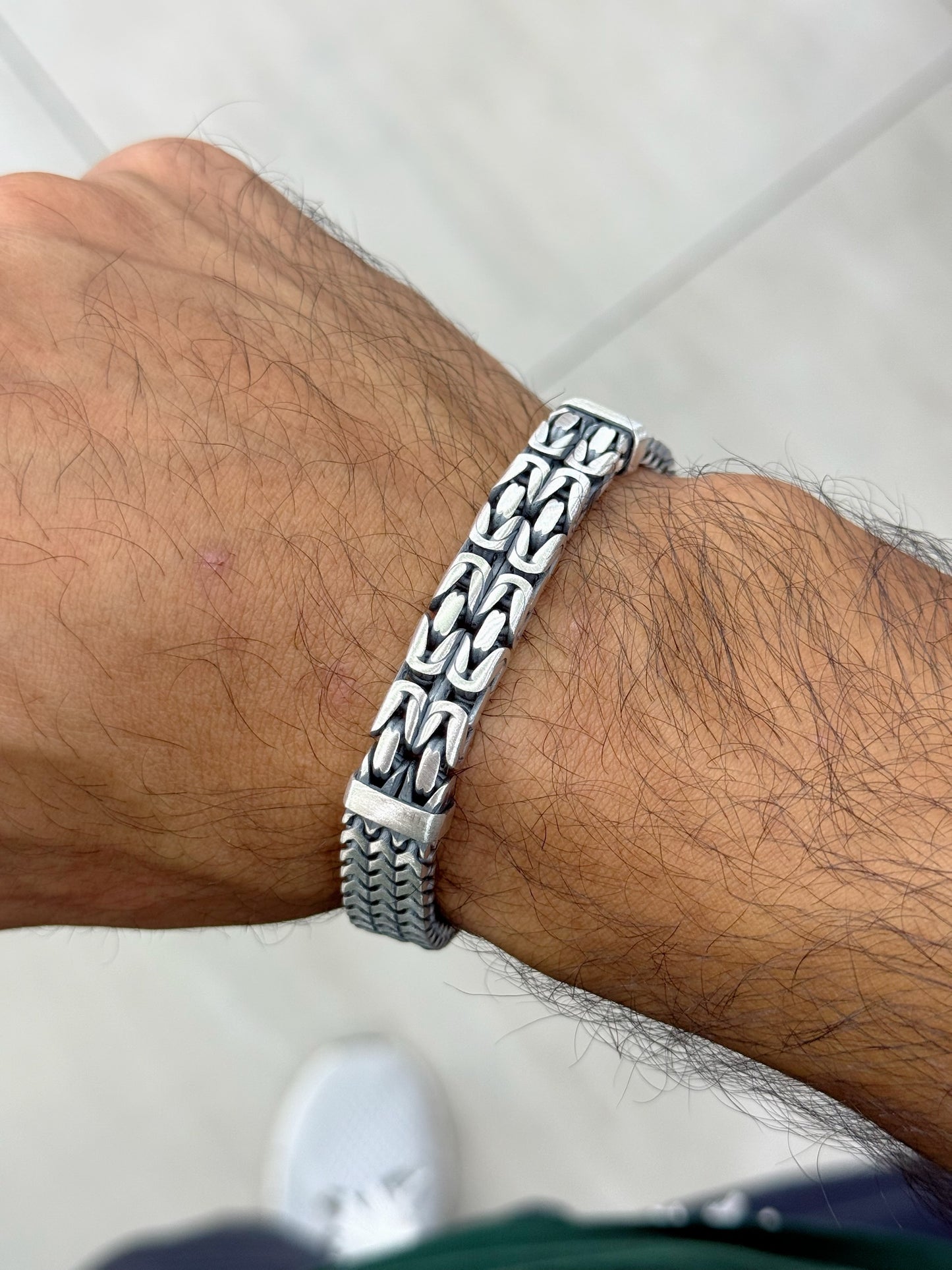 Oxidised Silver 925 Double Chain king & Snake Pattern Design Bracelet For Men