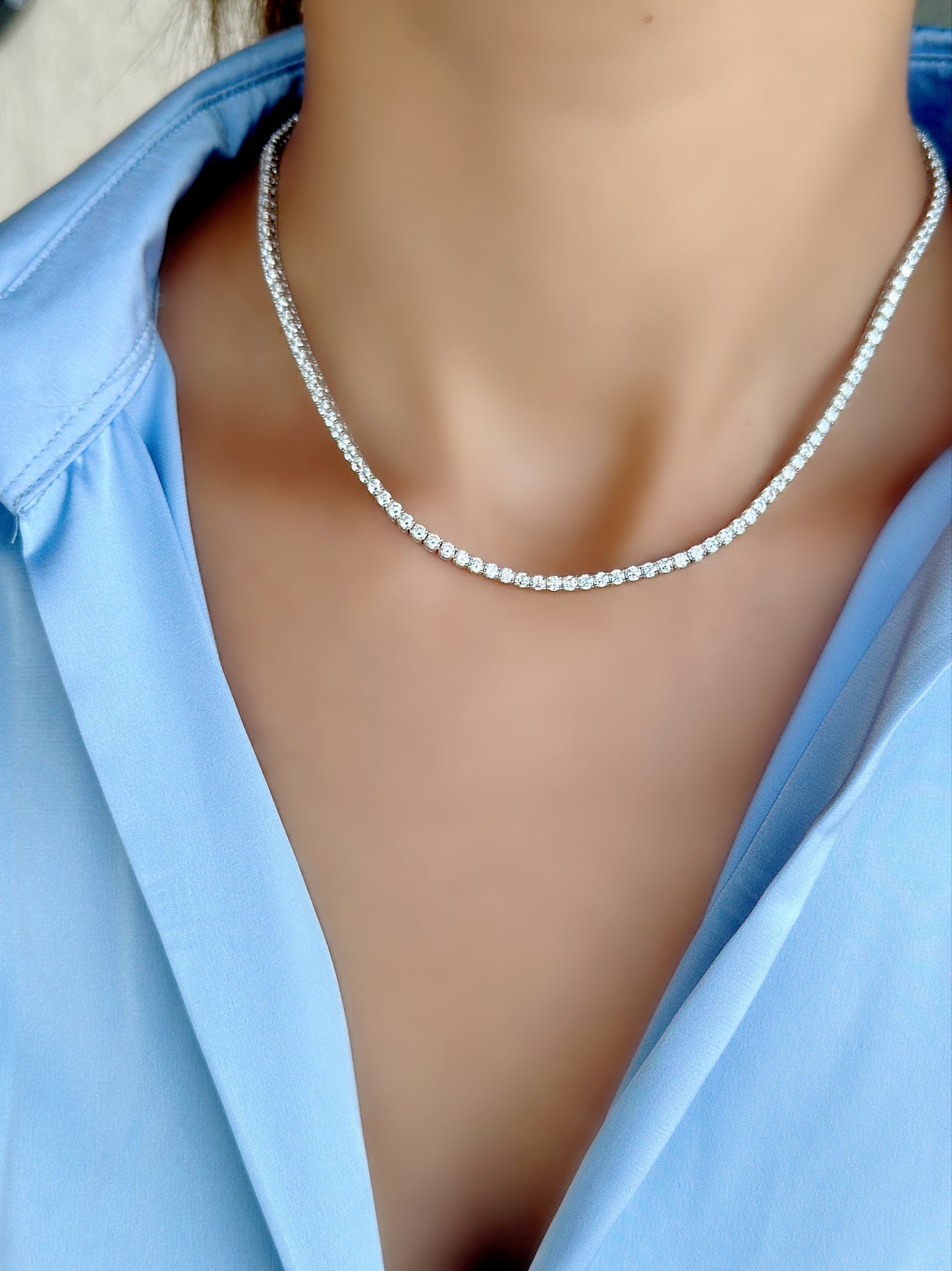 Tennis Necklace 3 MM Stone Size With Tennis Lock