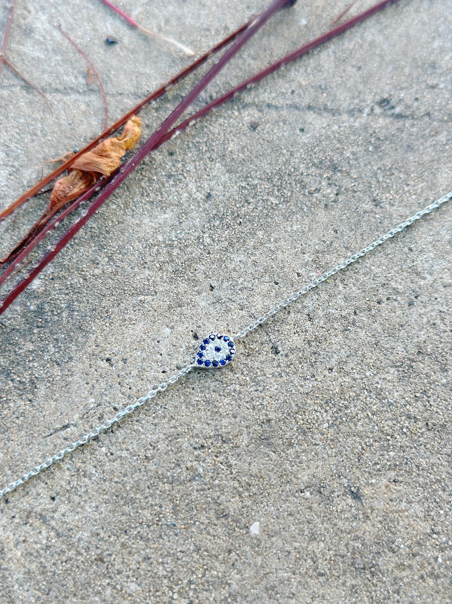 Oval Shape Evil Eye With Blue & White Stones