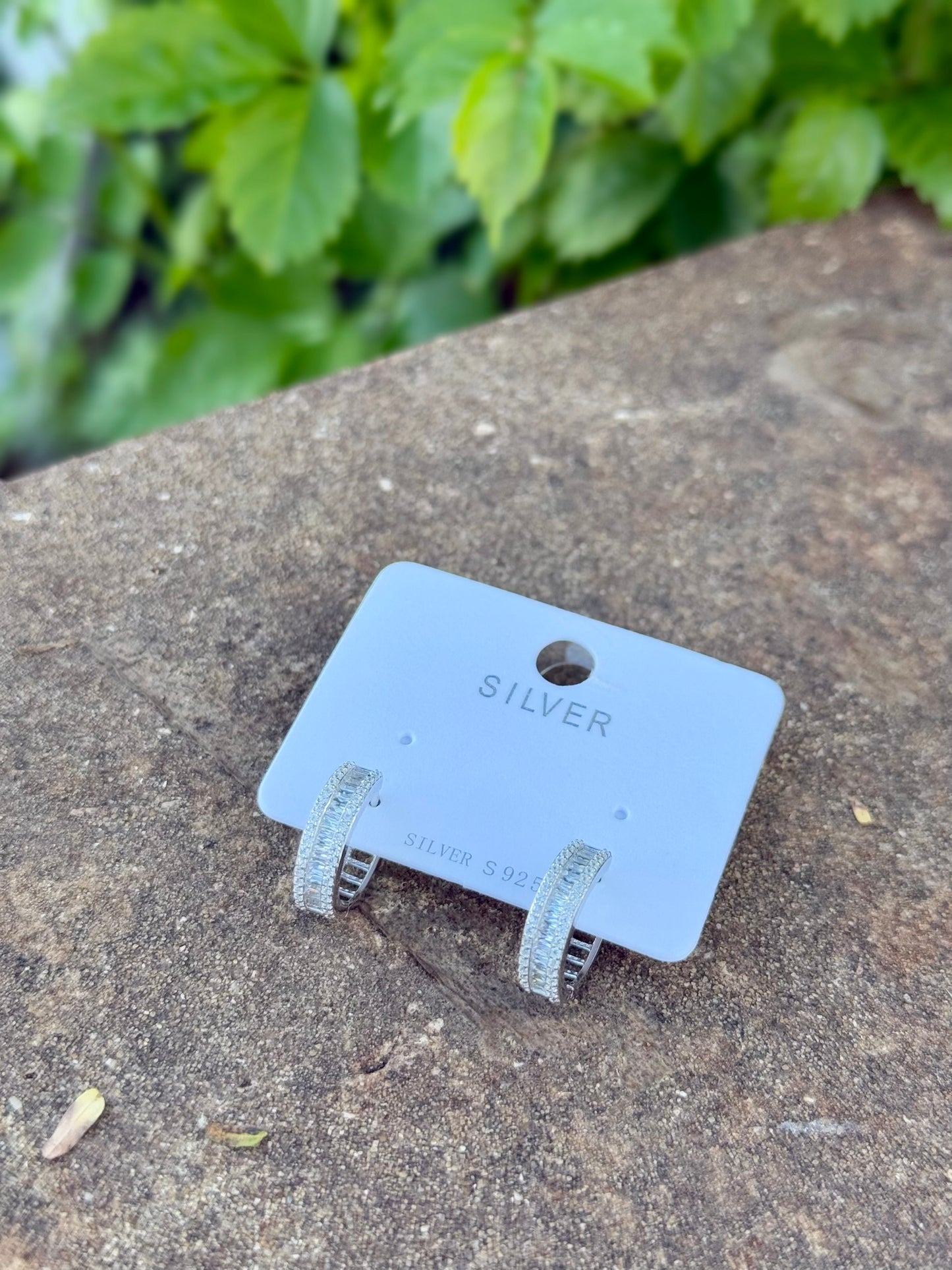 Hoop Design Earring With Round & Square Stones