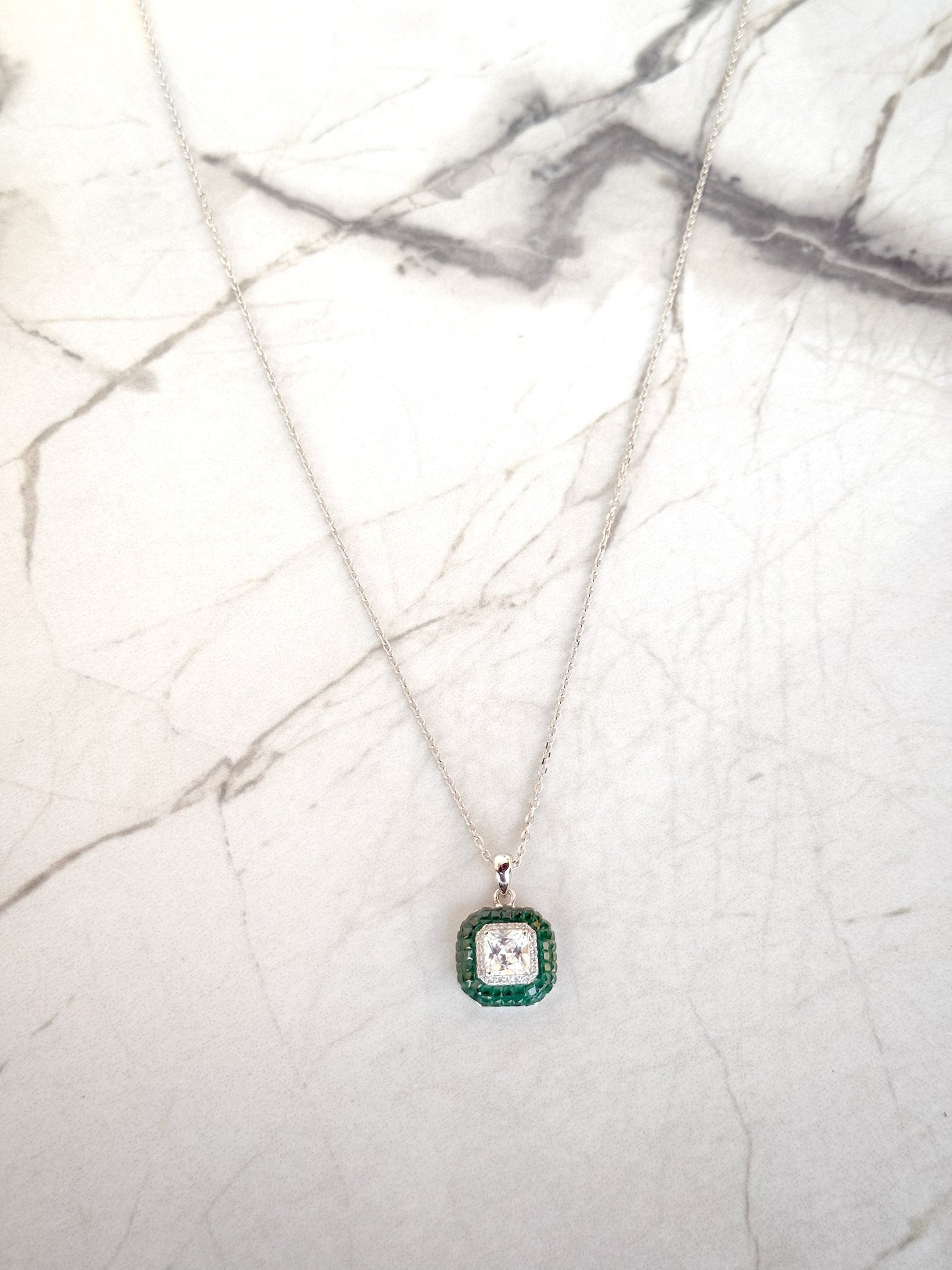 Big Square Design Stone Necklace