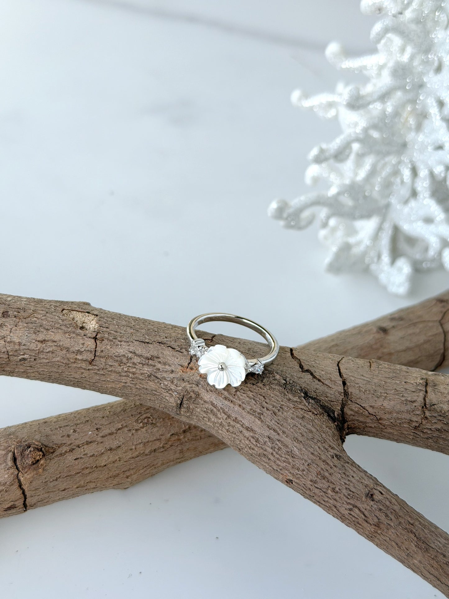 White Flower Ring Design