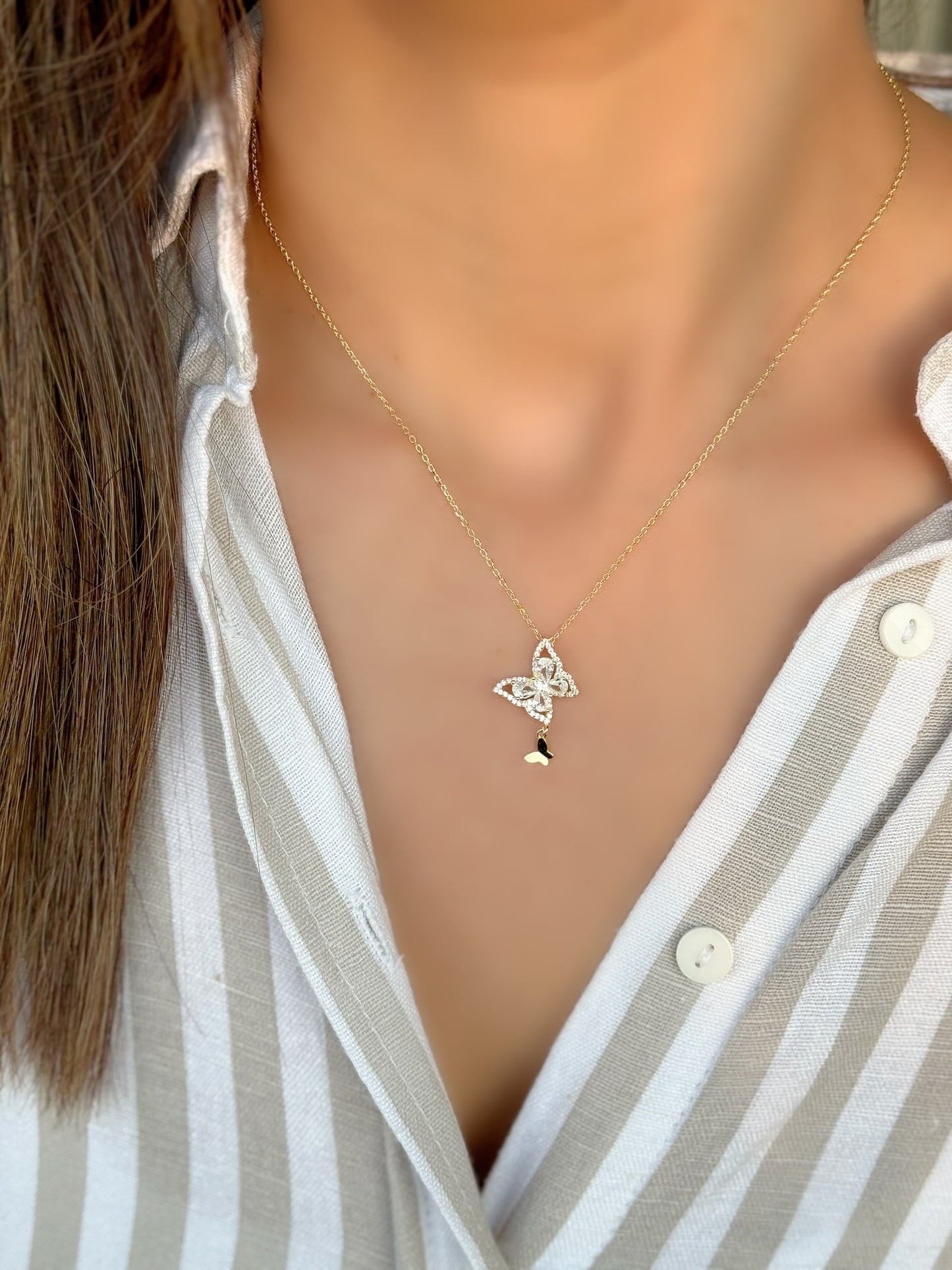 Silver 925 Gold Plated Butterfly Design Necklace