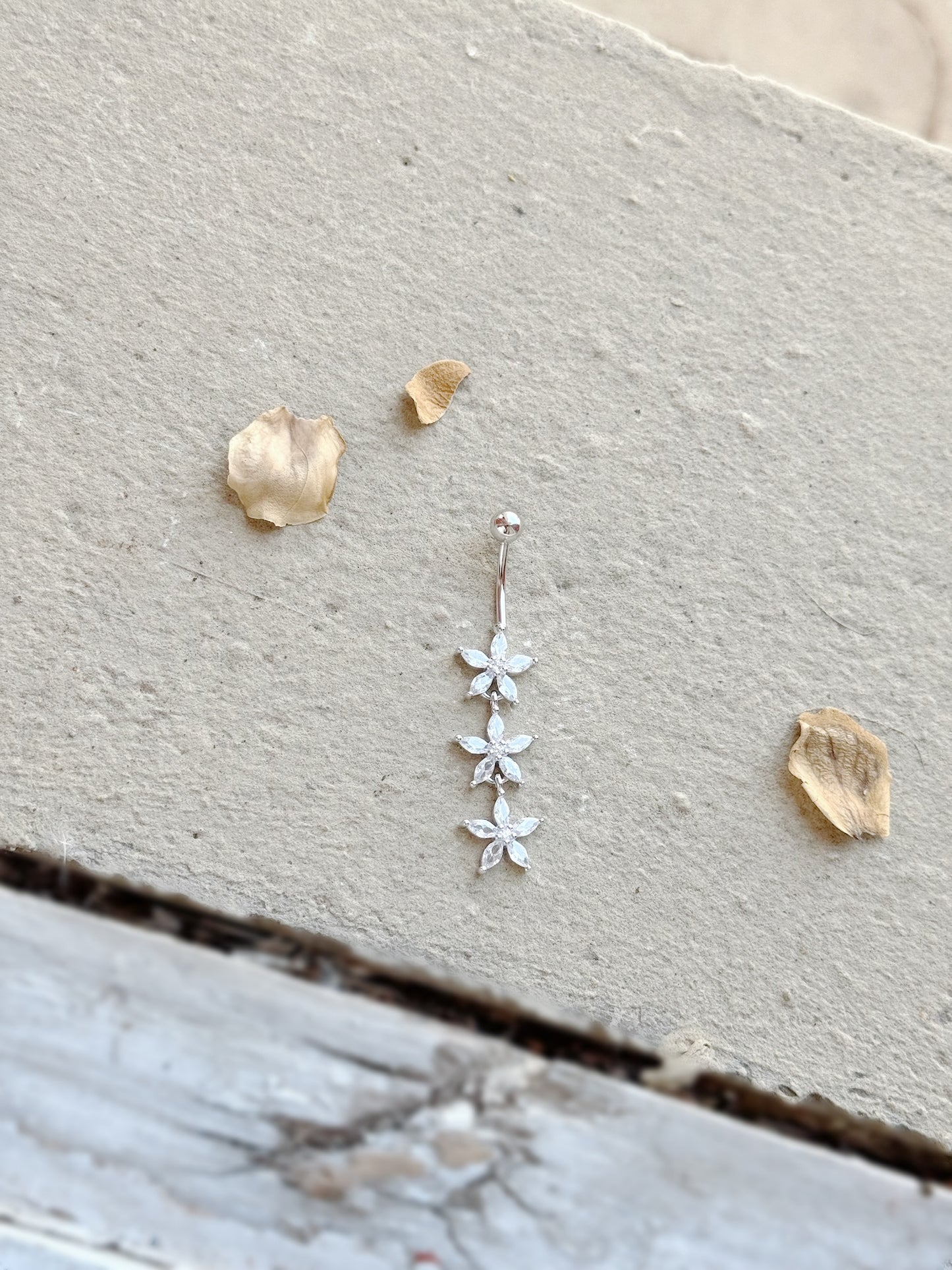 Three Flowers Design Belly Piercing