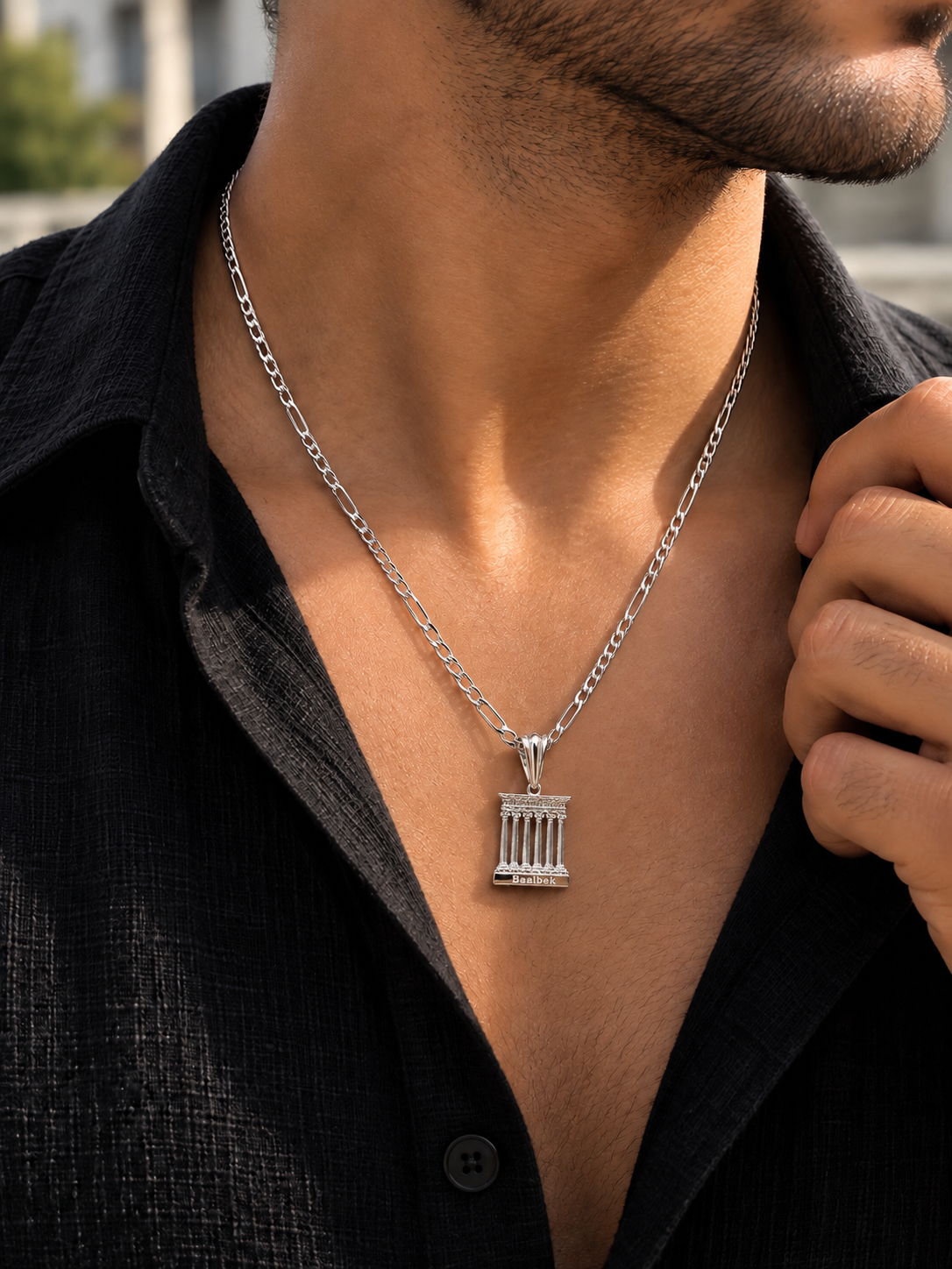Men Figaro Chain With Baalbak Temple Pendant