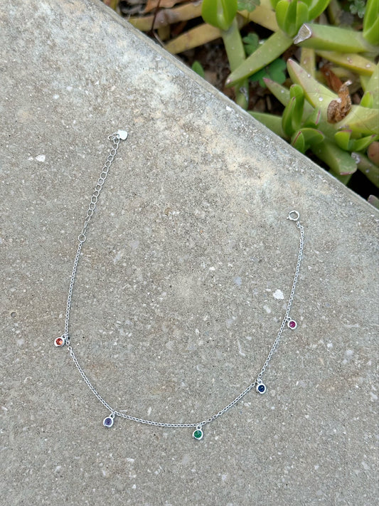 Coloured Round Stone Anklet