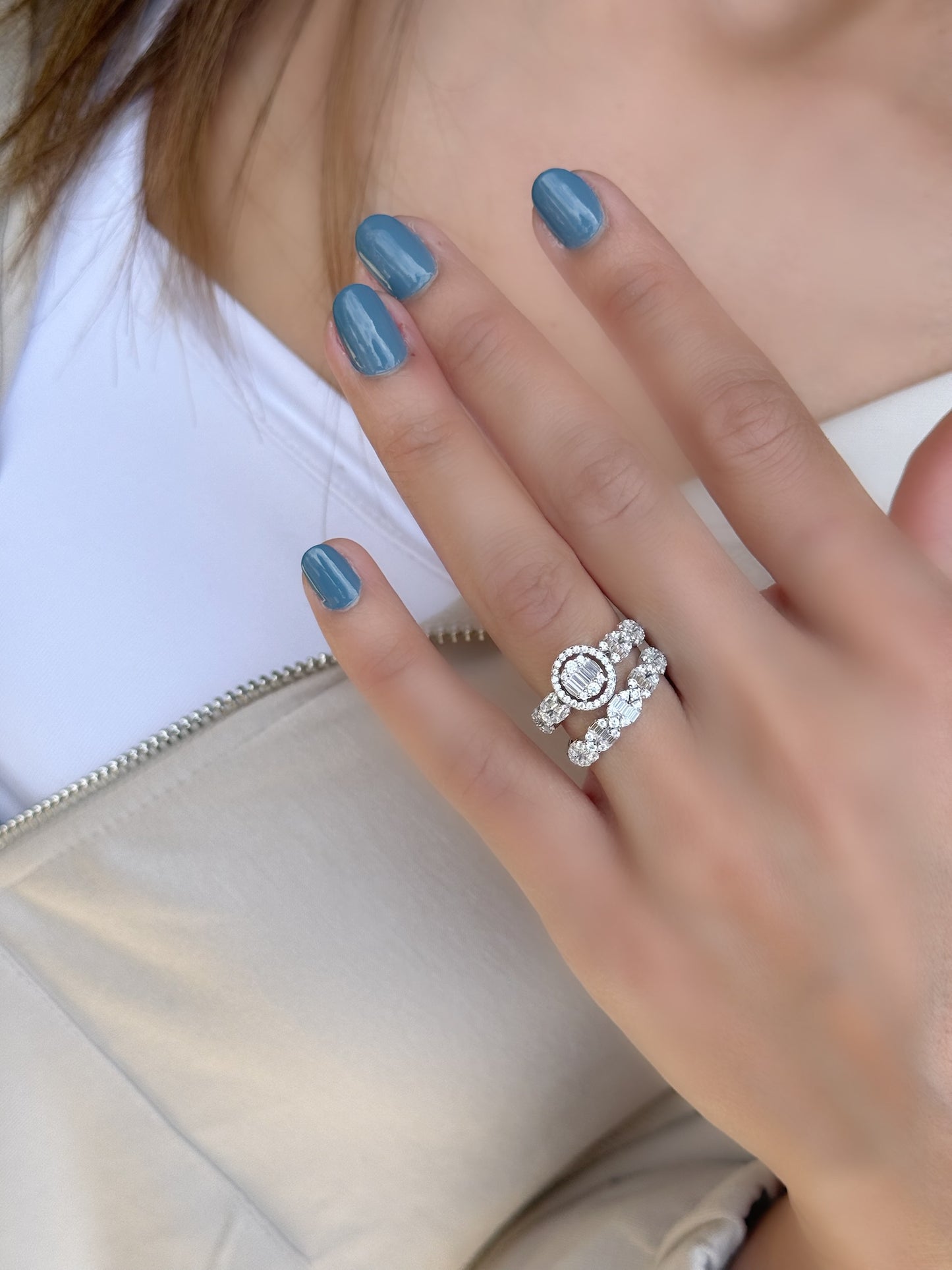 Twins Rings Oval Shape With Baguette Stones Style 2