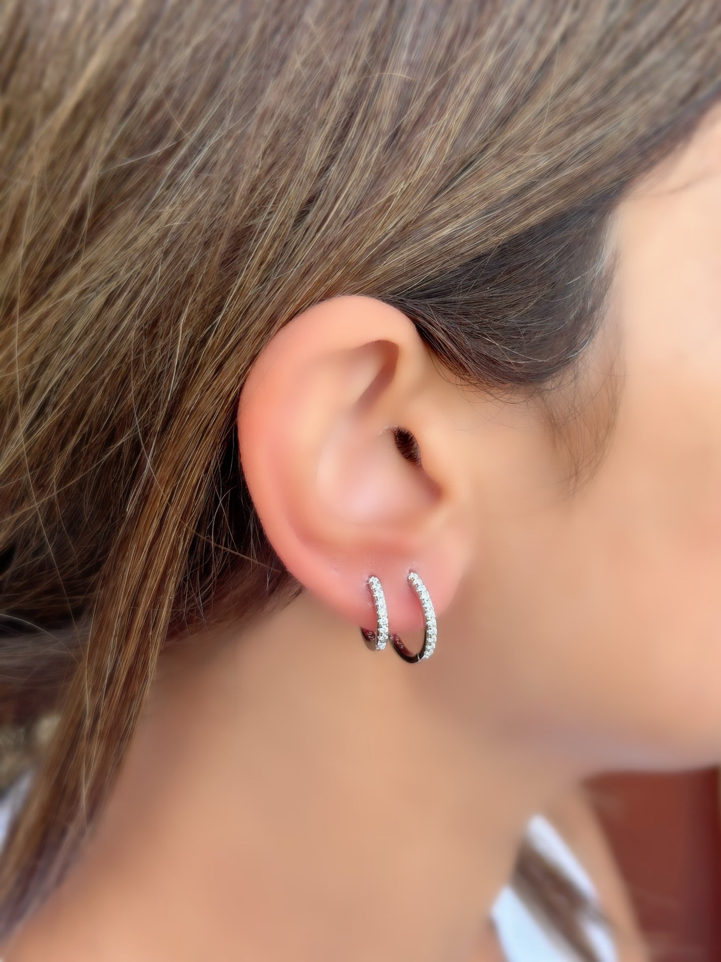 Hoop Design Earrings With small White Stones