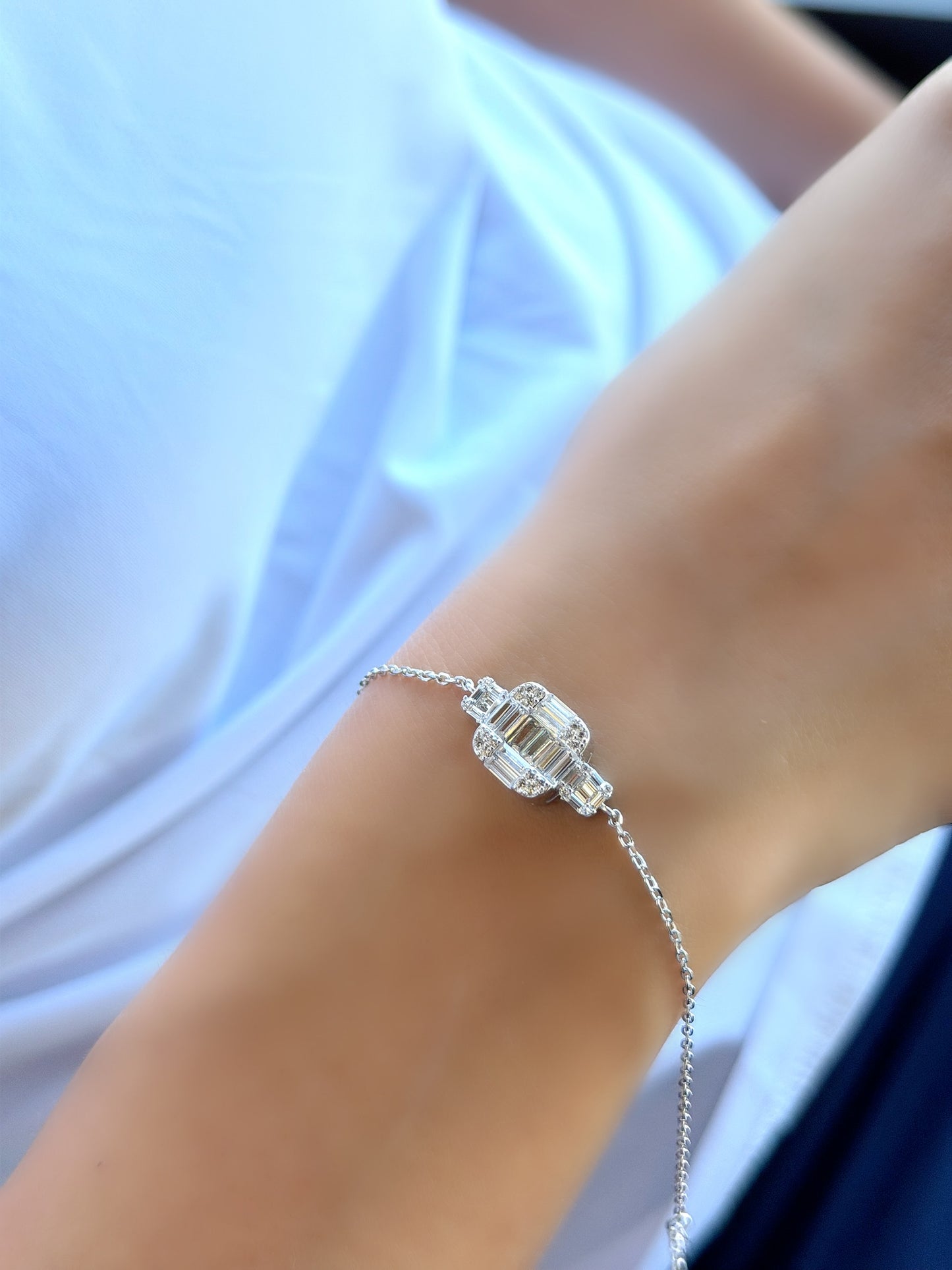 Square Design Baguette Stone Bracelet