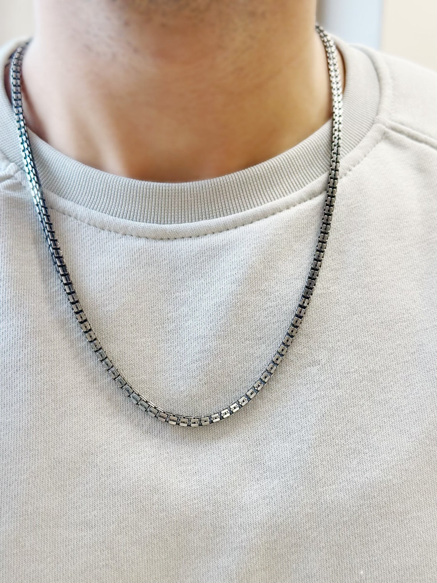 Oxidized Box Link chain Design For Him