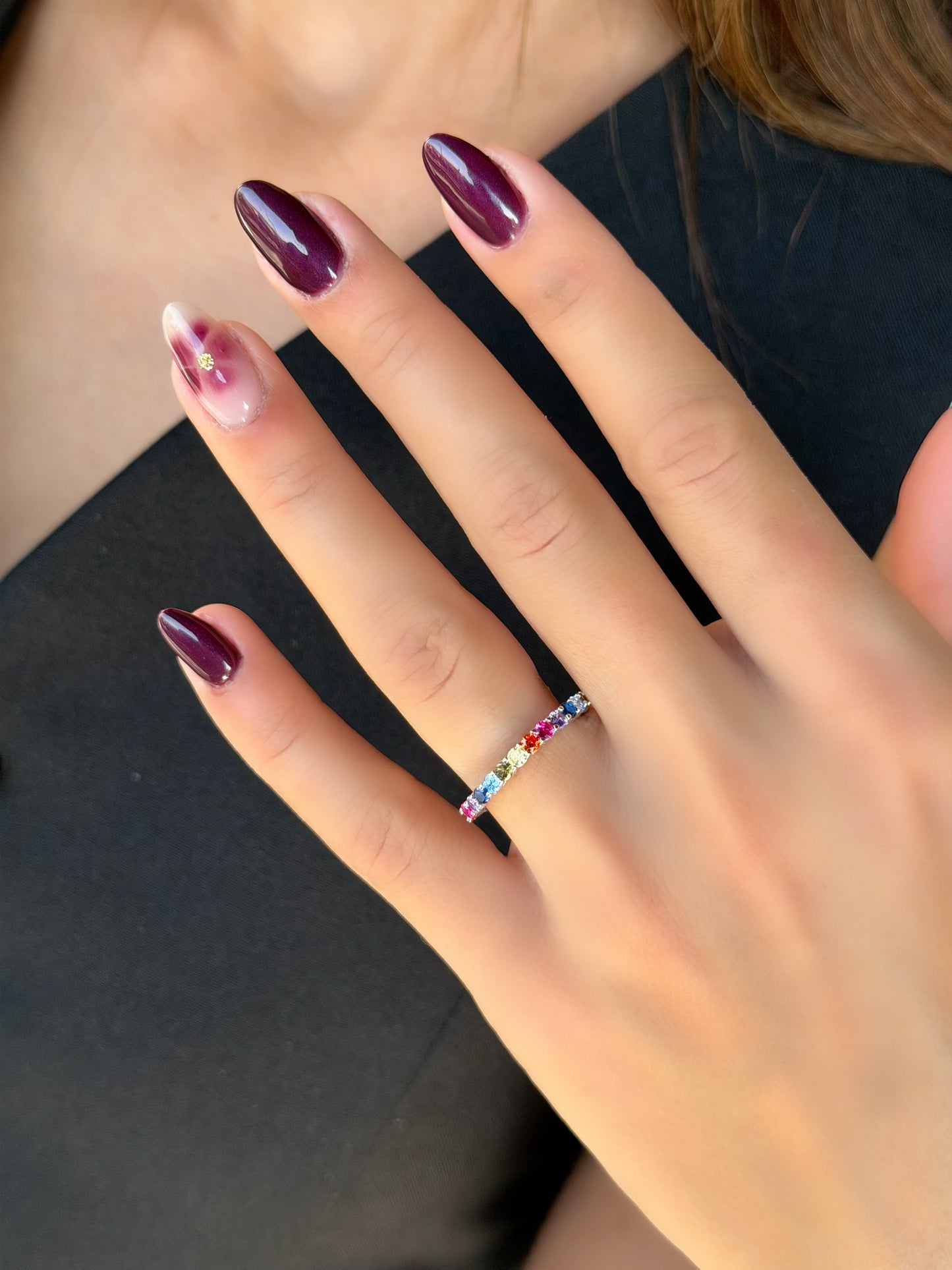 Multi Coloured Small Round Stone Design Ring