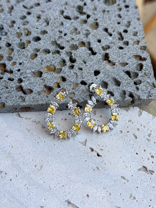White & Yellow Stone Earrings