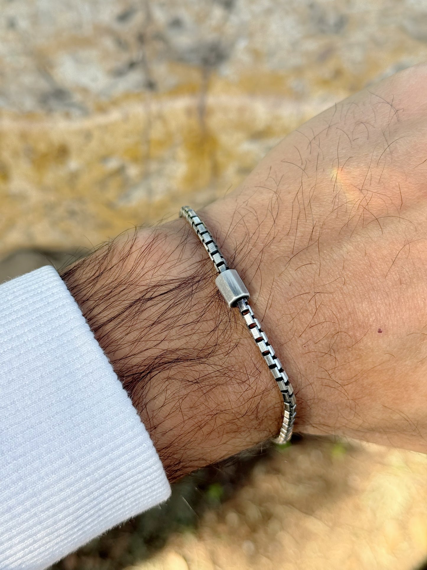 Oxidized Box Chain Vintage Design Men Bracelet