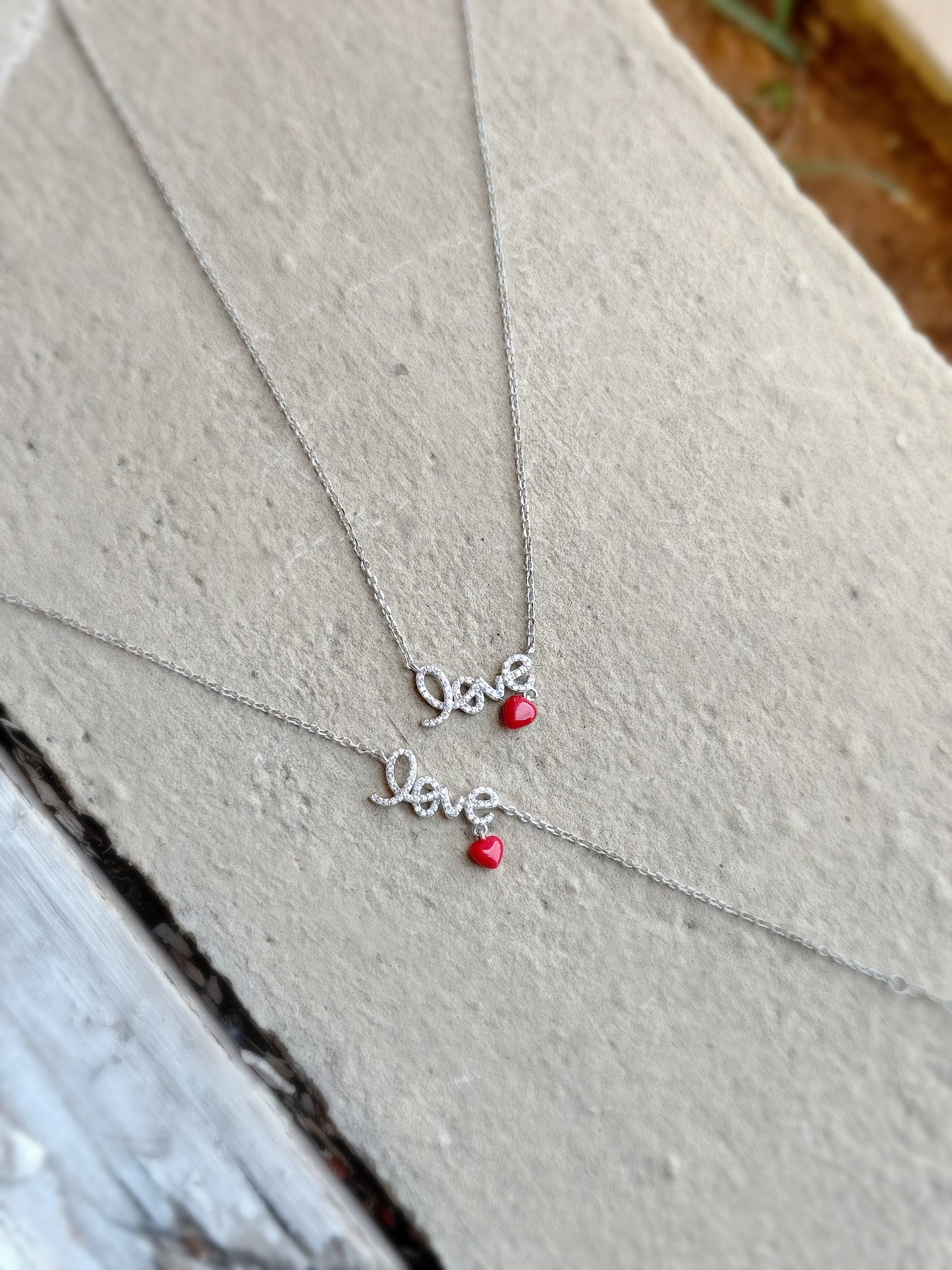 Love Word With Red Heart Set