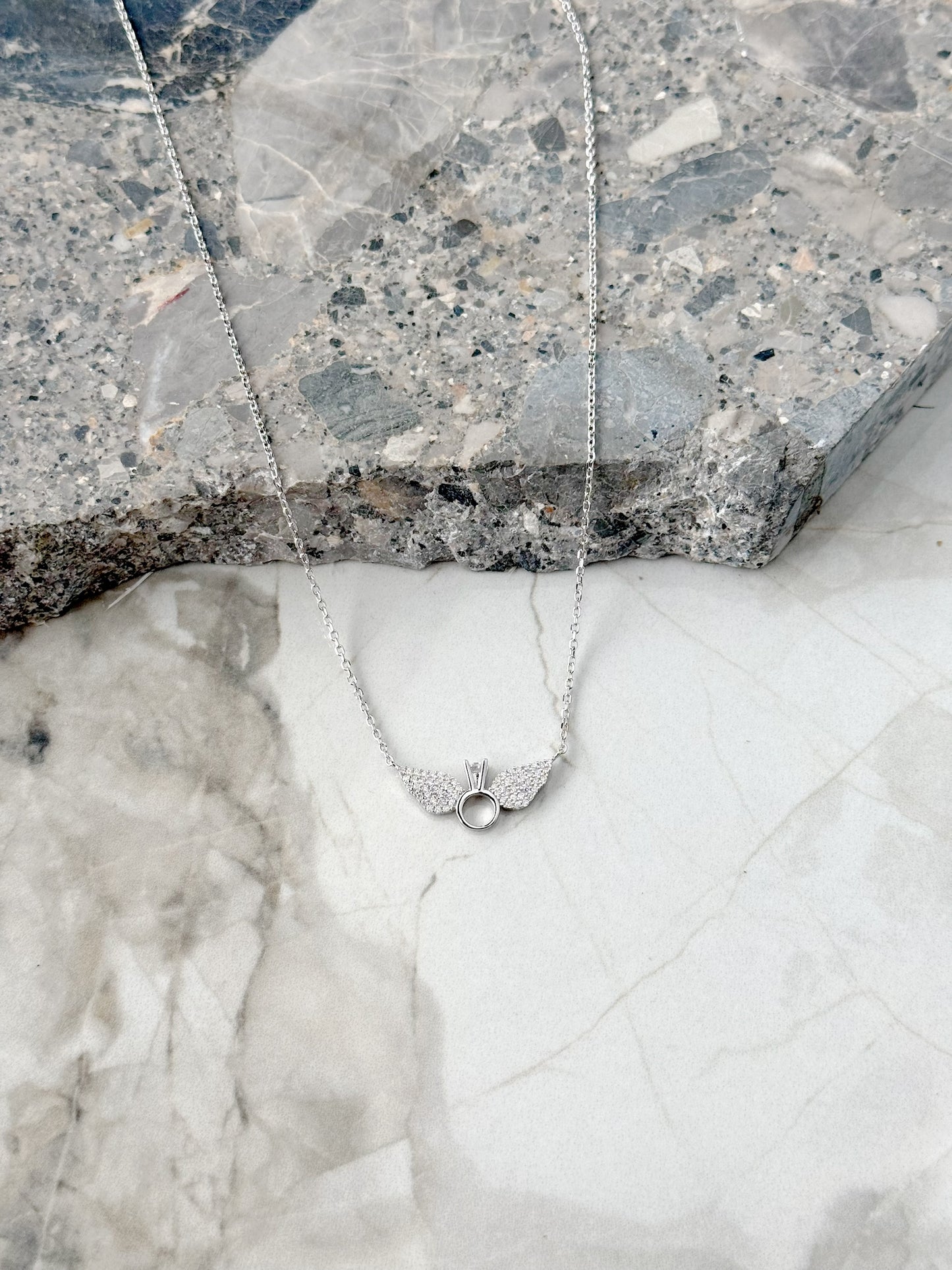 Wings Necklace With Small Promise Ring